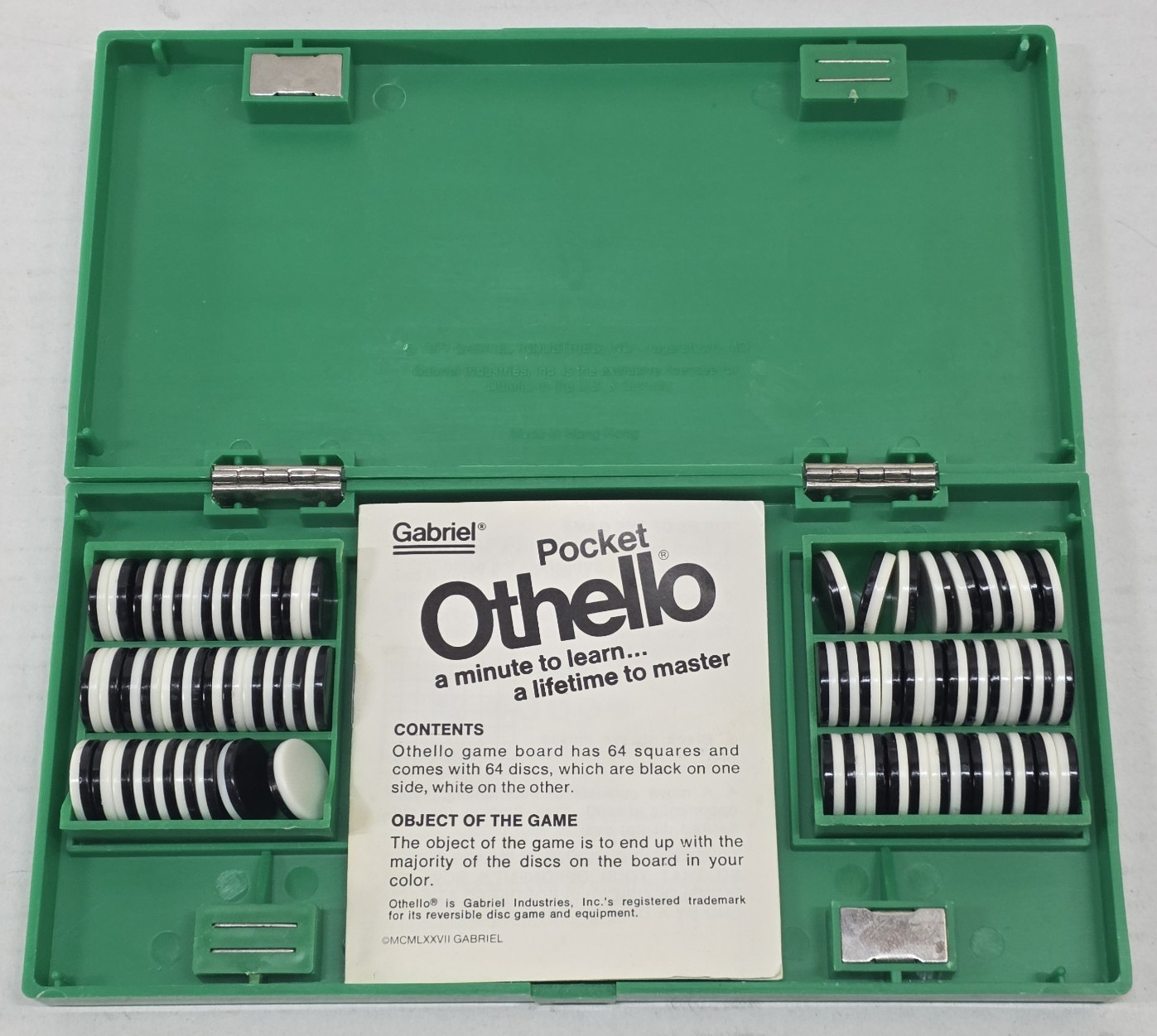 Vintage 1977 POCKET OTHELLO Gabriel TRAVEL BOARD GAME Complete-w/Instructions