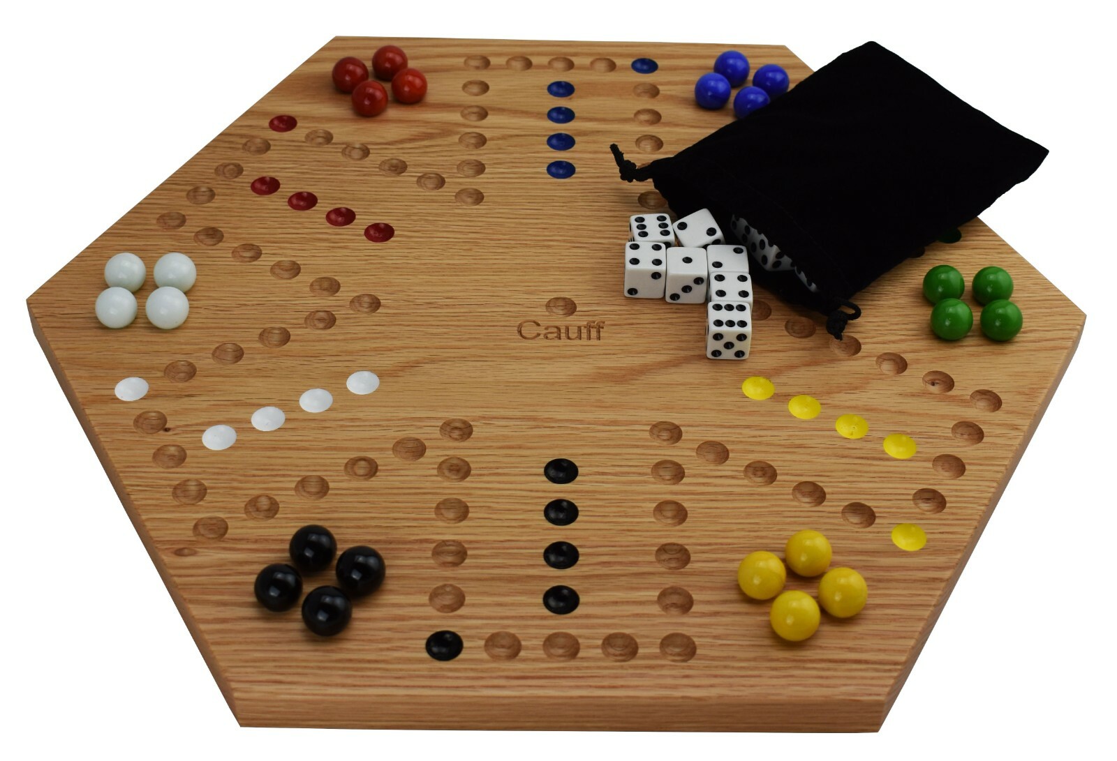 Solid Oak Wood Double Sided Marbles Board Game Hand Painted 16 inch