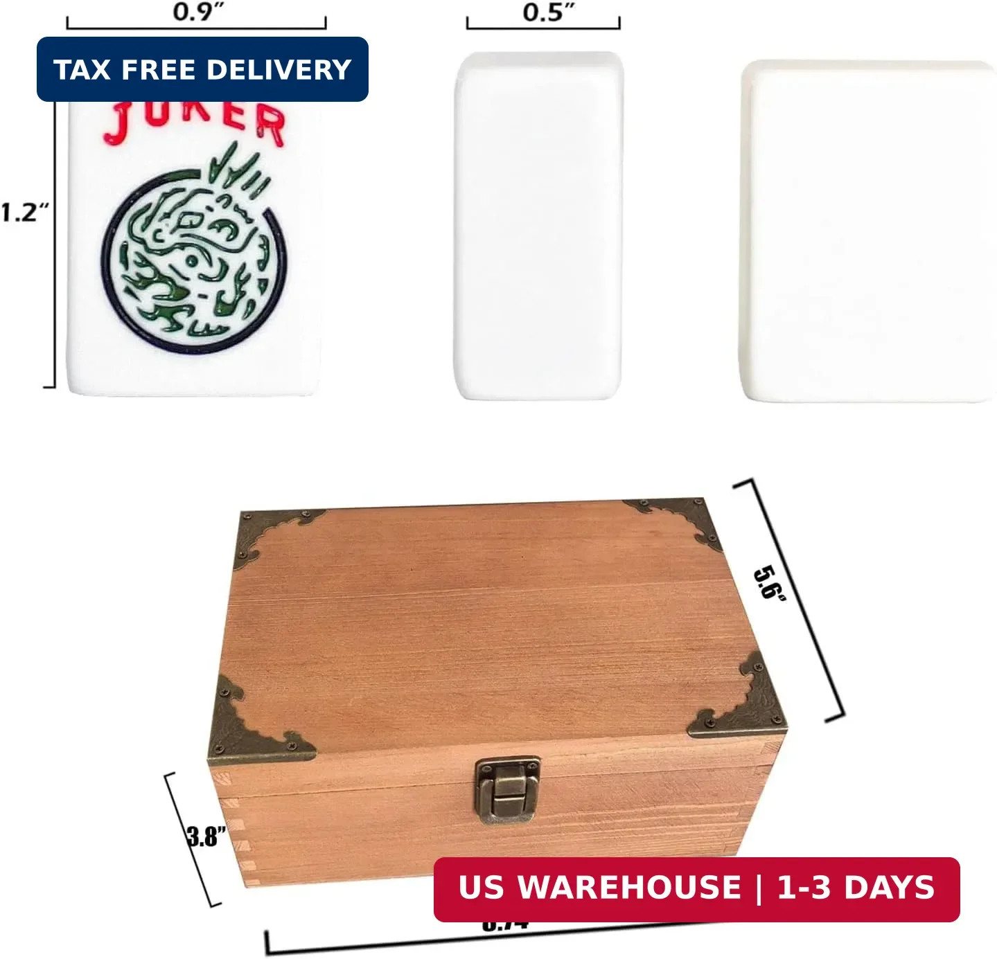 American Mahjong Set,166 White Tiles with Mahjong Storage Box.Portable Travel Co