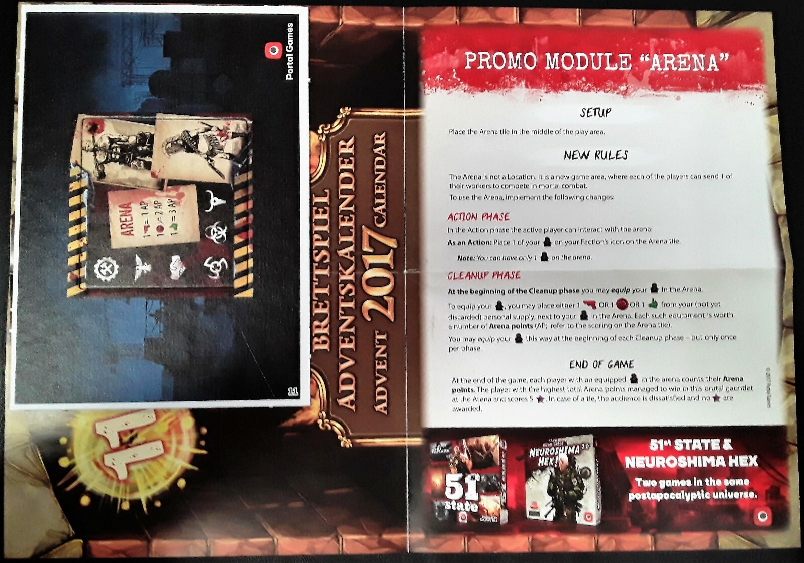 2017 ADVENT Calendar Promo 11 51ST STATE ARENA EXPANSION Brettspiel Game