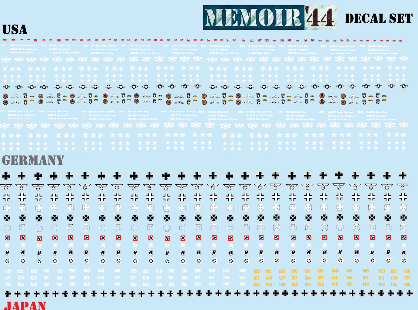 Memoir ’44 Board Game Custom Decal Set