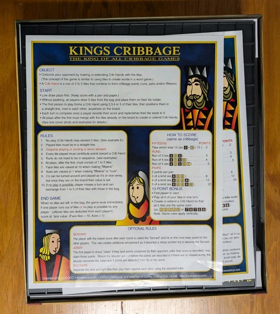 Kings Cribbage Royal Edition Board Game 100% Complete (2017, Cowley)