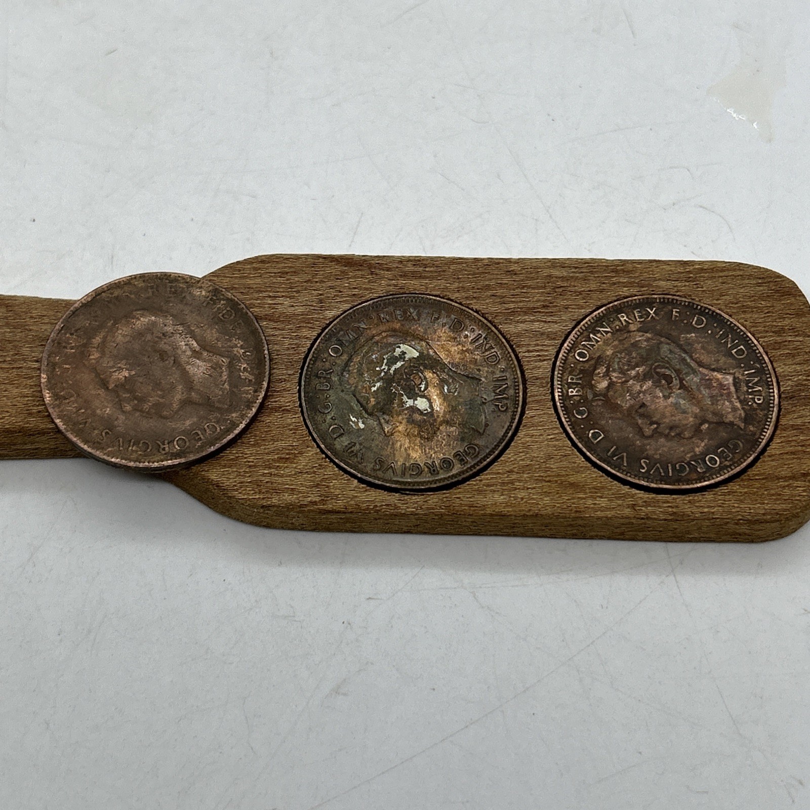Vintage Two Up Wooden Game Coins Australia Penny King George Fair Dinkum
