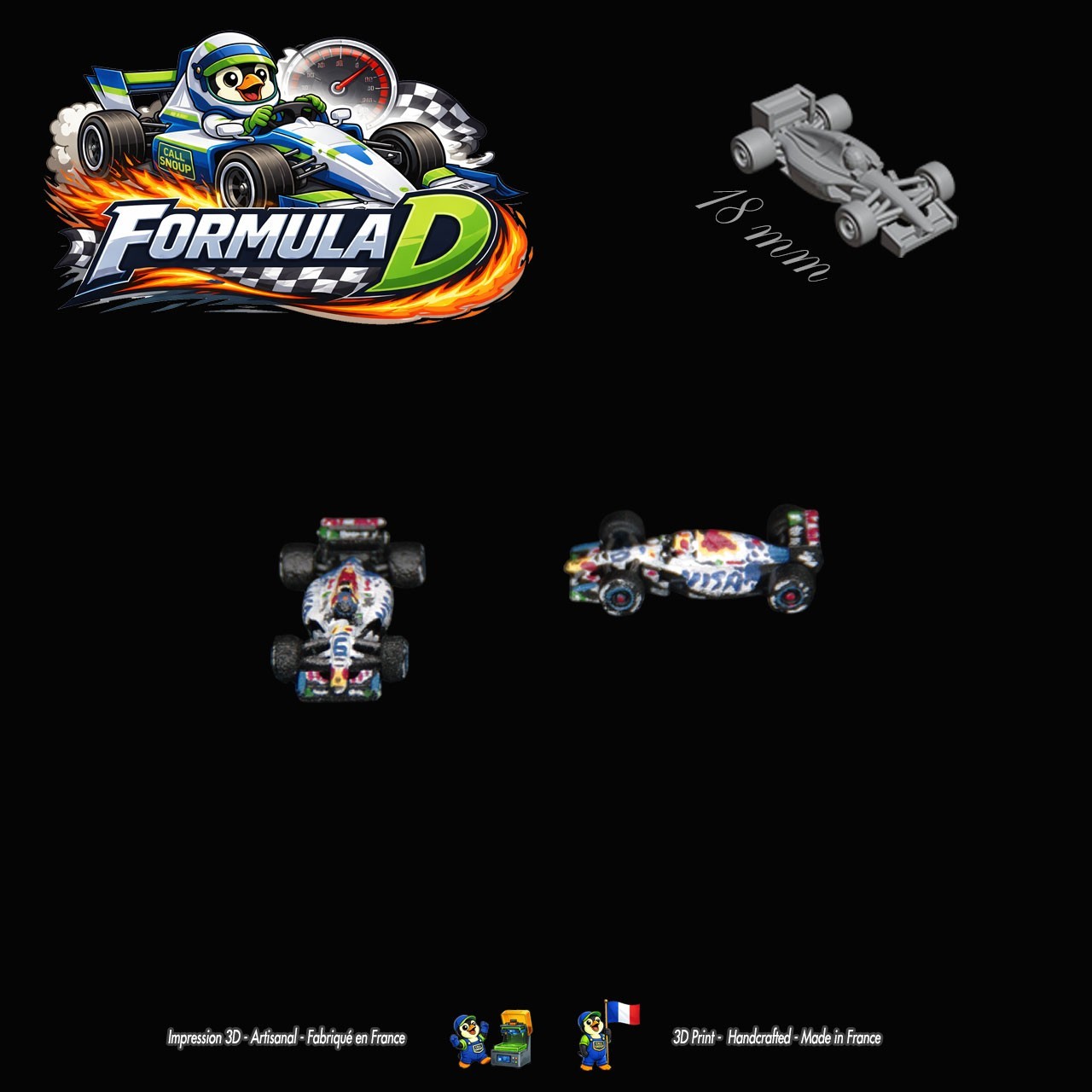 10 miniatures de Formule 1 – Formula D / Formule Dé (F1 18mm unpainted)