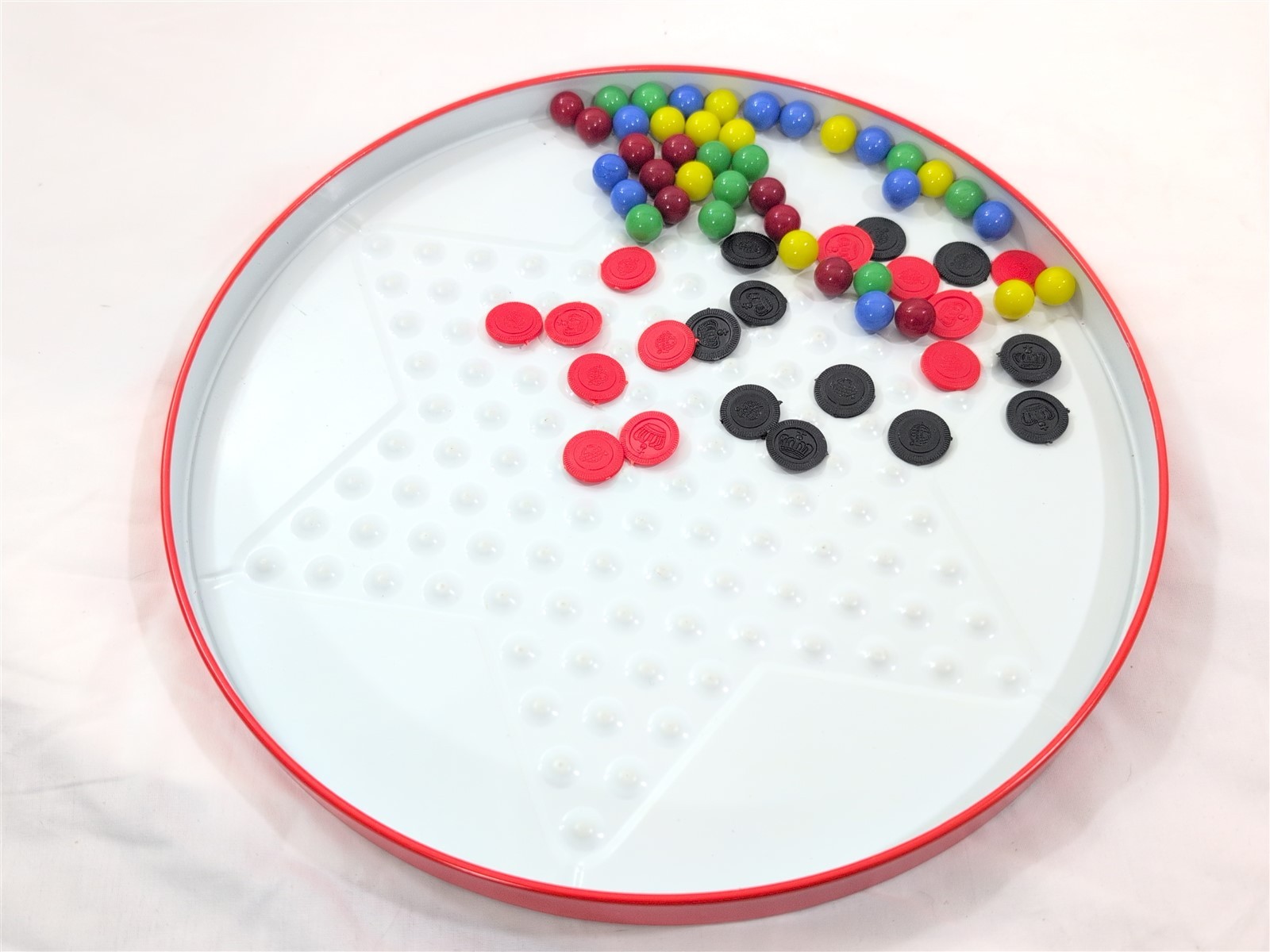 Vintage OHIO ART CHINESE CHECKERS AND REGULAR CHECKERS Game #537-ORIGINAL BOX