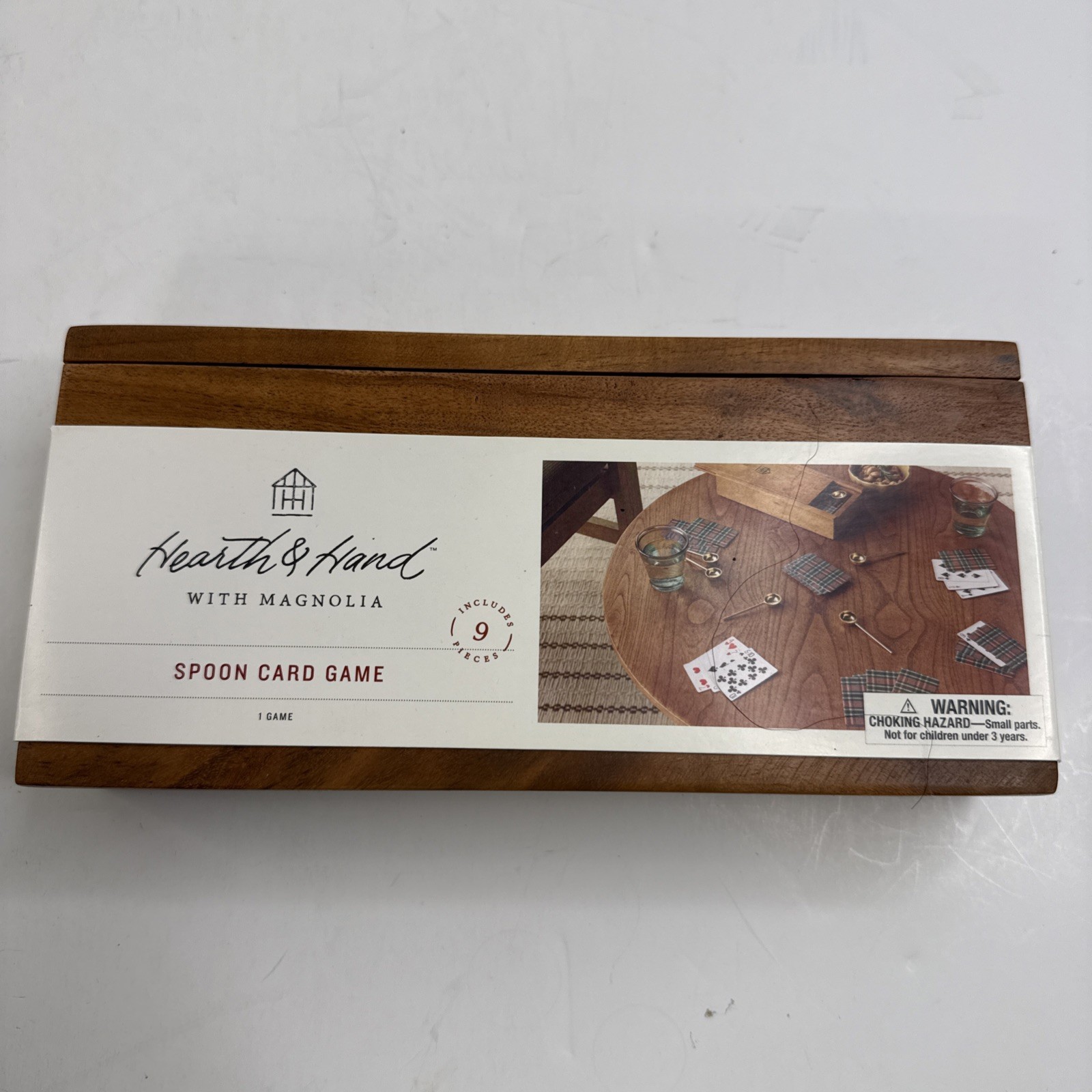 Hearth & Hand with Magnolia Spoon Card Game Brass Spoons Wooden Box NEW