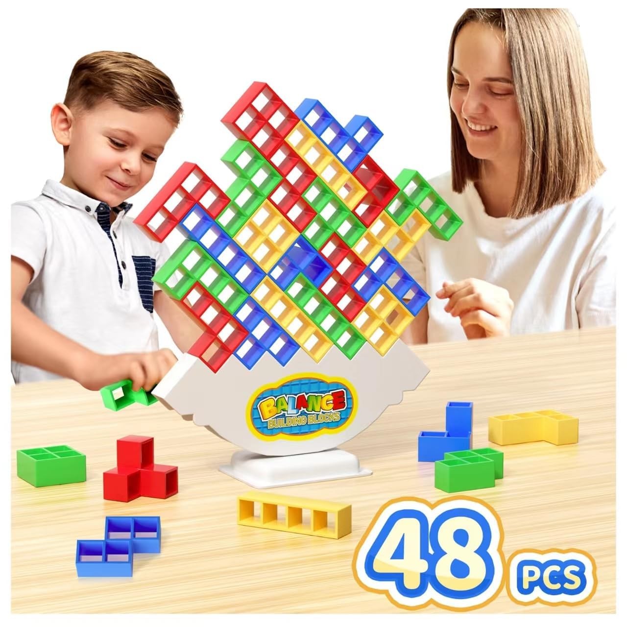 48 Pcs Game Gifts, Balance Stacking Blocks Game，Perfect for Family, Parties, …