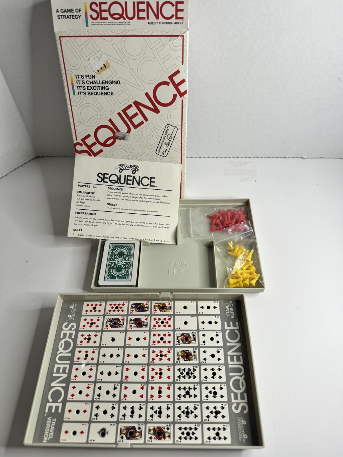 1994 Sequence Strategy Game Travel Edition By Jax – Ages 7 to Adult – Complete