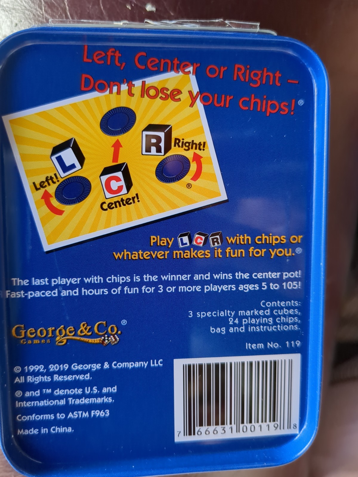 LCR® Left Center Right™ Dice Game – Blue Tin Best For Families who love games!