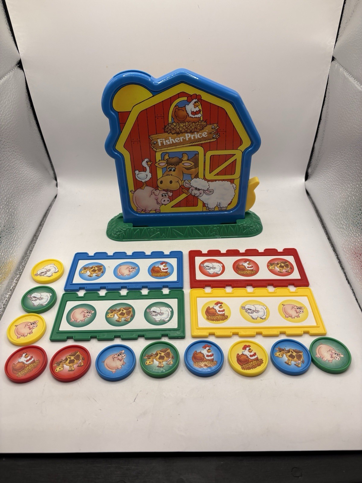 Vintage Barnyard Bingo Fisher Price With Case Missing 1 Red Token As Shown
