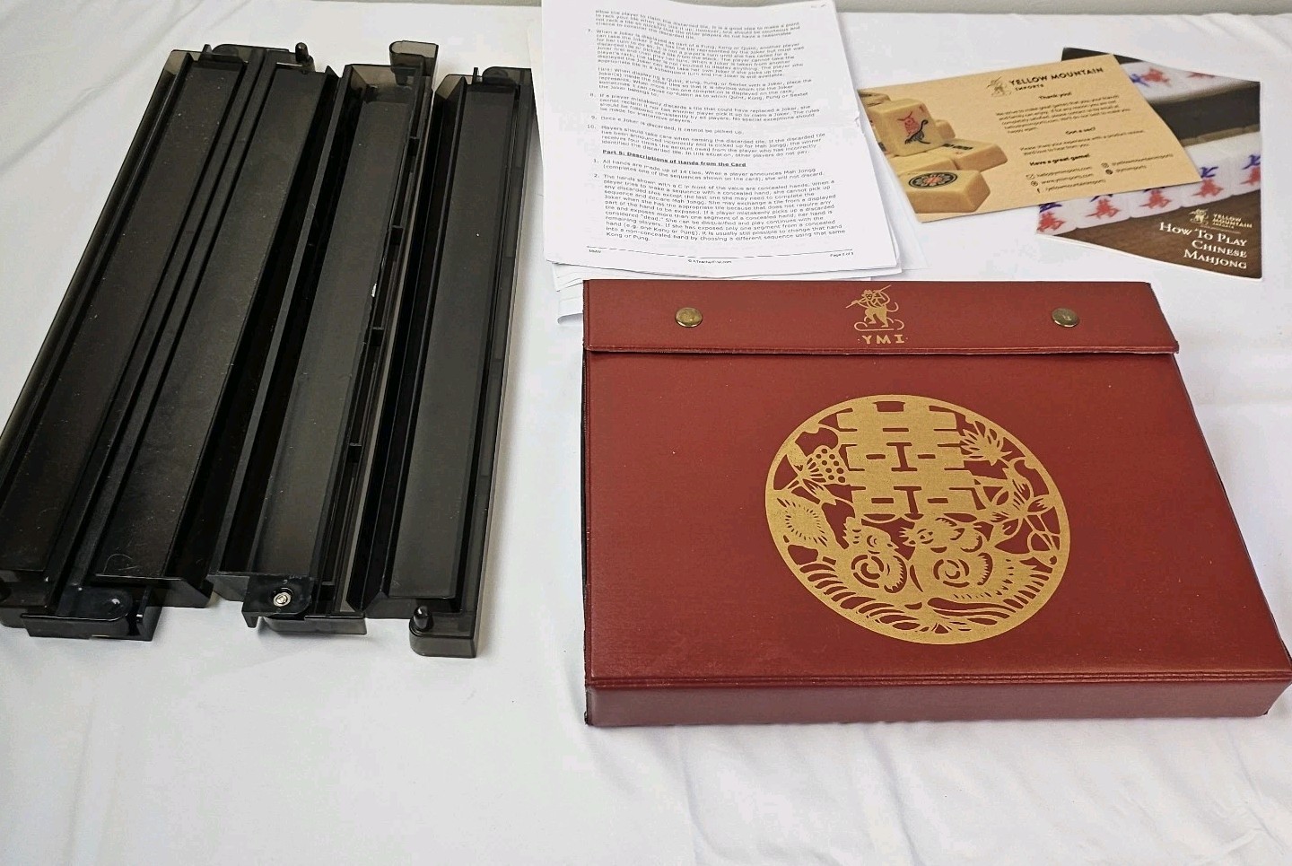 Professional Chinese Mahjong Green Bamboo Happiness 146 Tiles with holders