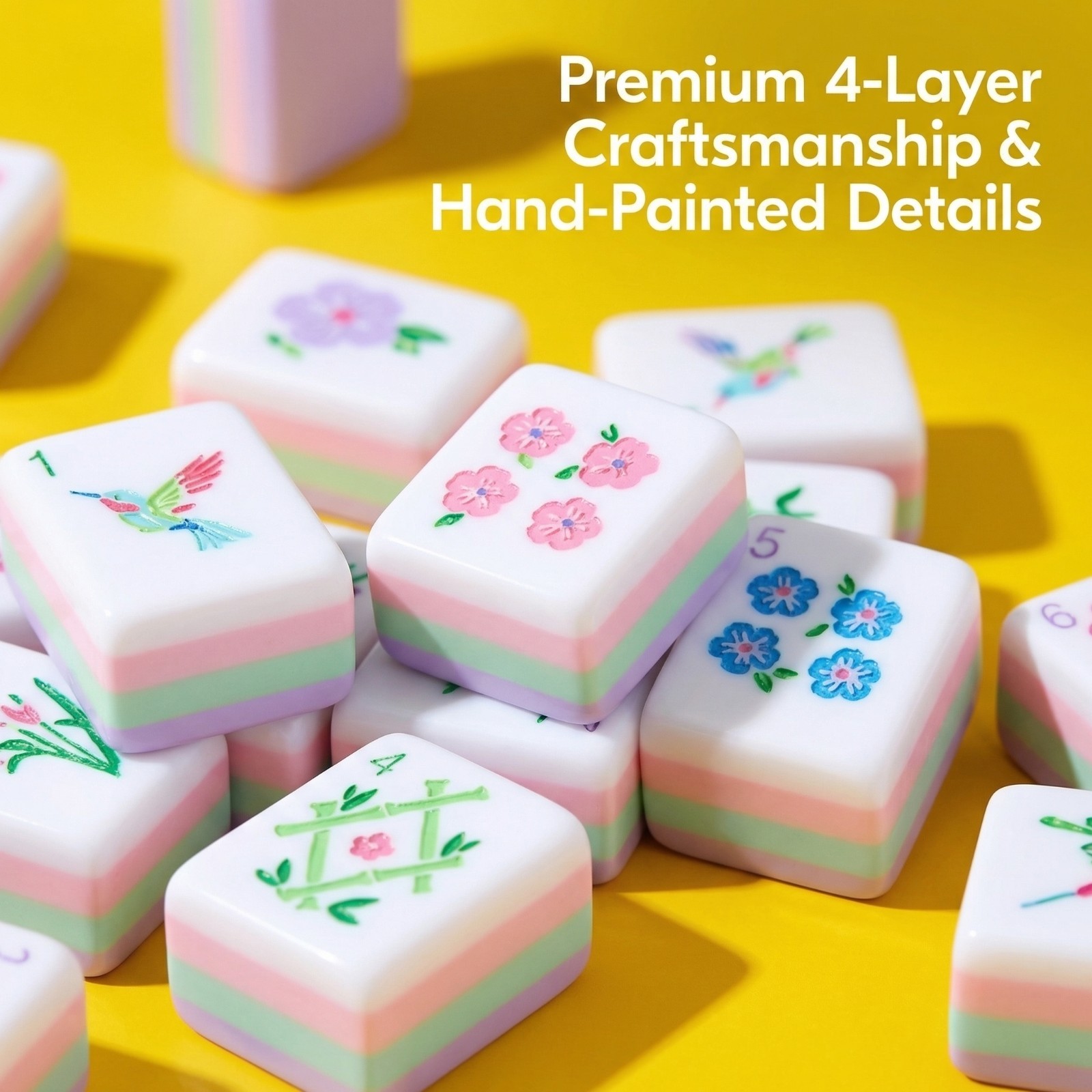 NEW！Pink-Purple Engraved American Mahjong 160 tiles Set+ Free bag Gift
