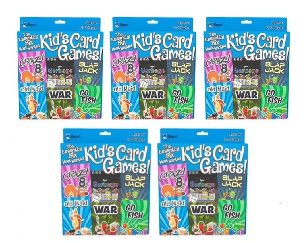 5 Pack Regal Games Card Games for Kids – Go Fish, Crazy 8’s, Old Maid, Slap Jack
