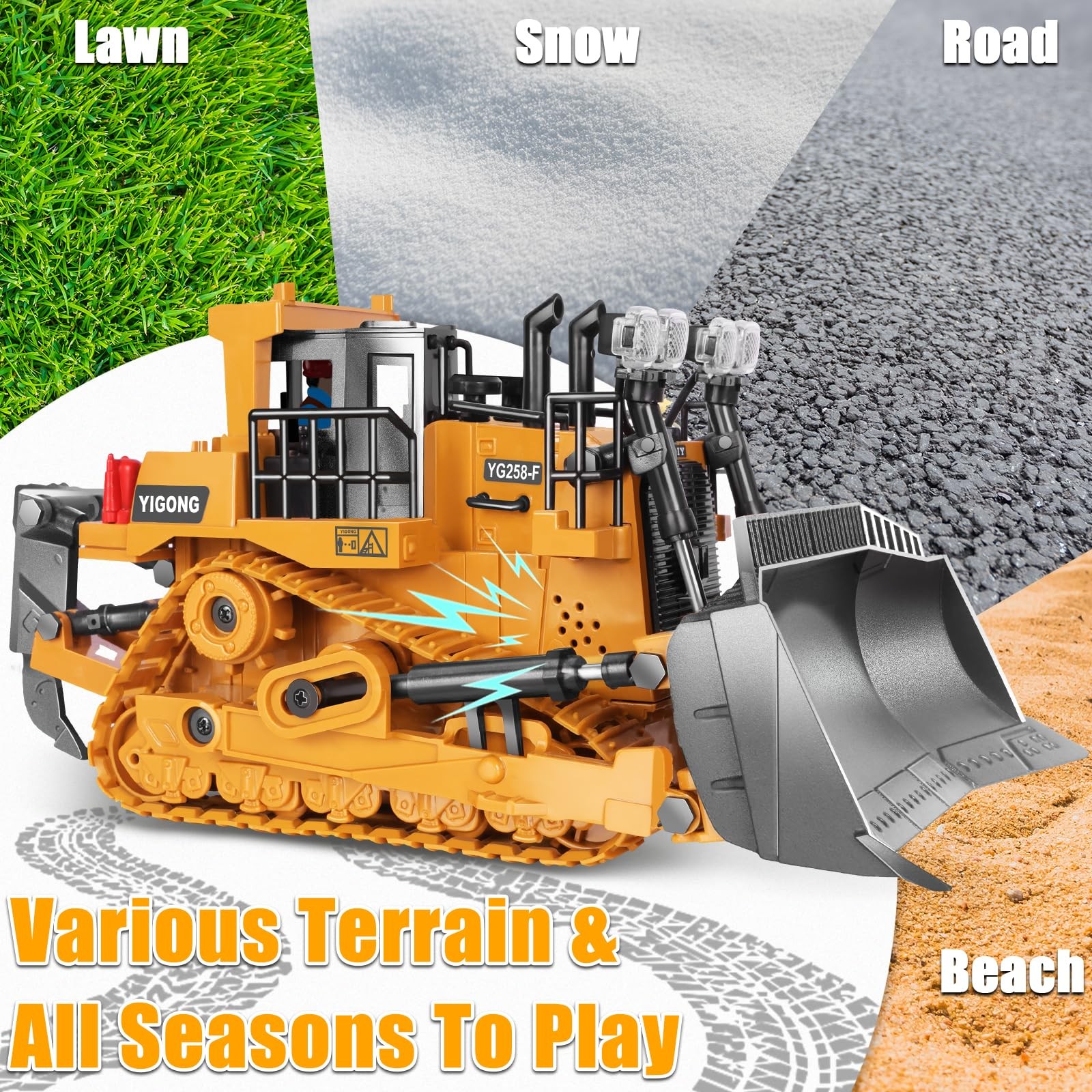 Remote Control Bulldozer 9 Channel Metal Construction Vehicle Lights Sound Led