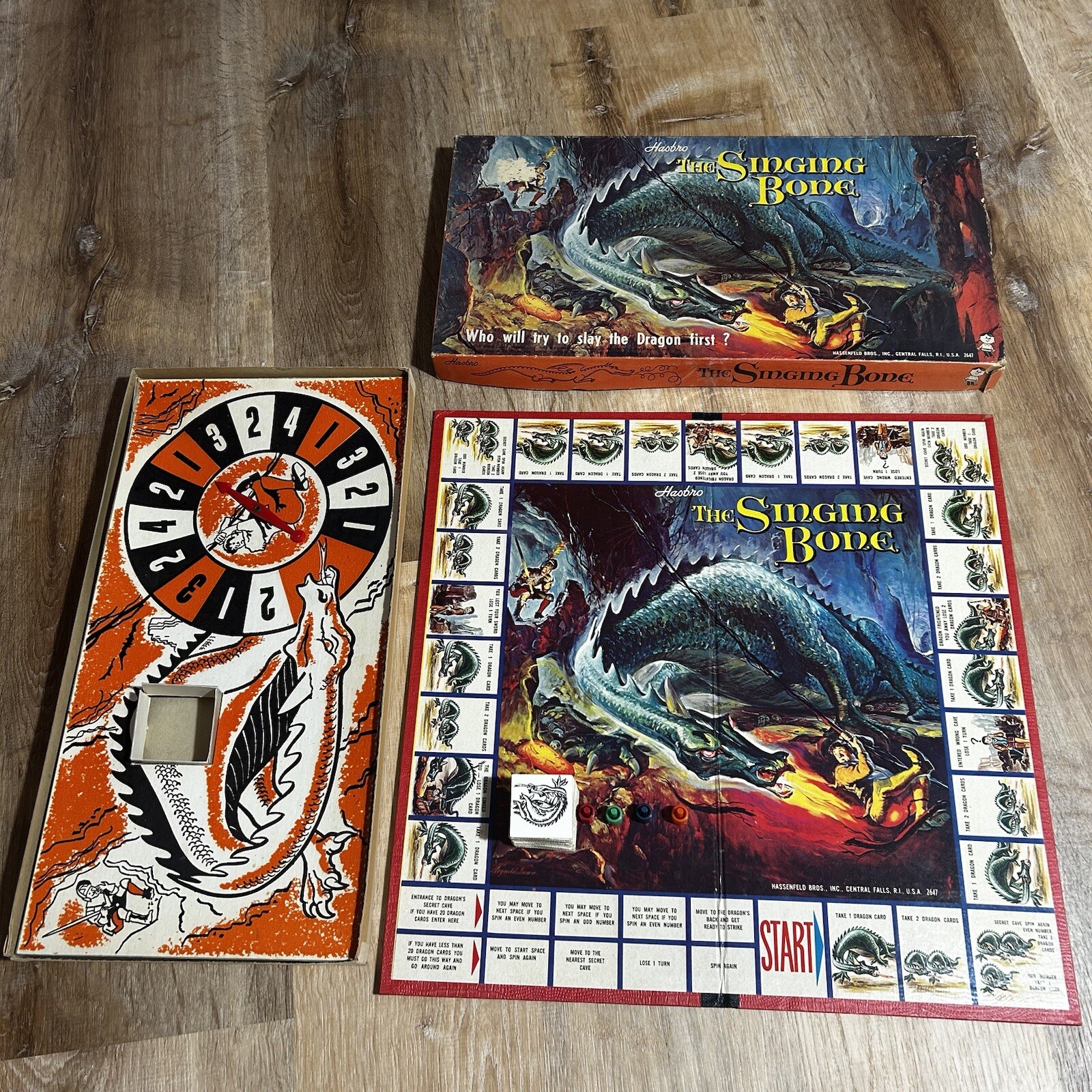 Hasbro The Singing Bone Dragon Board Game Hassenfeld Fantasy Vintage 1962 RARE