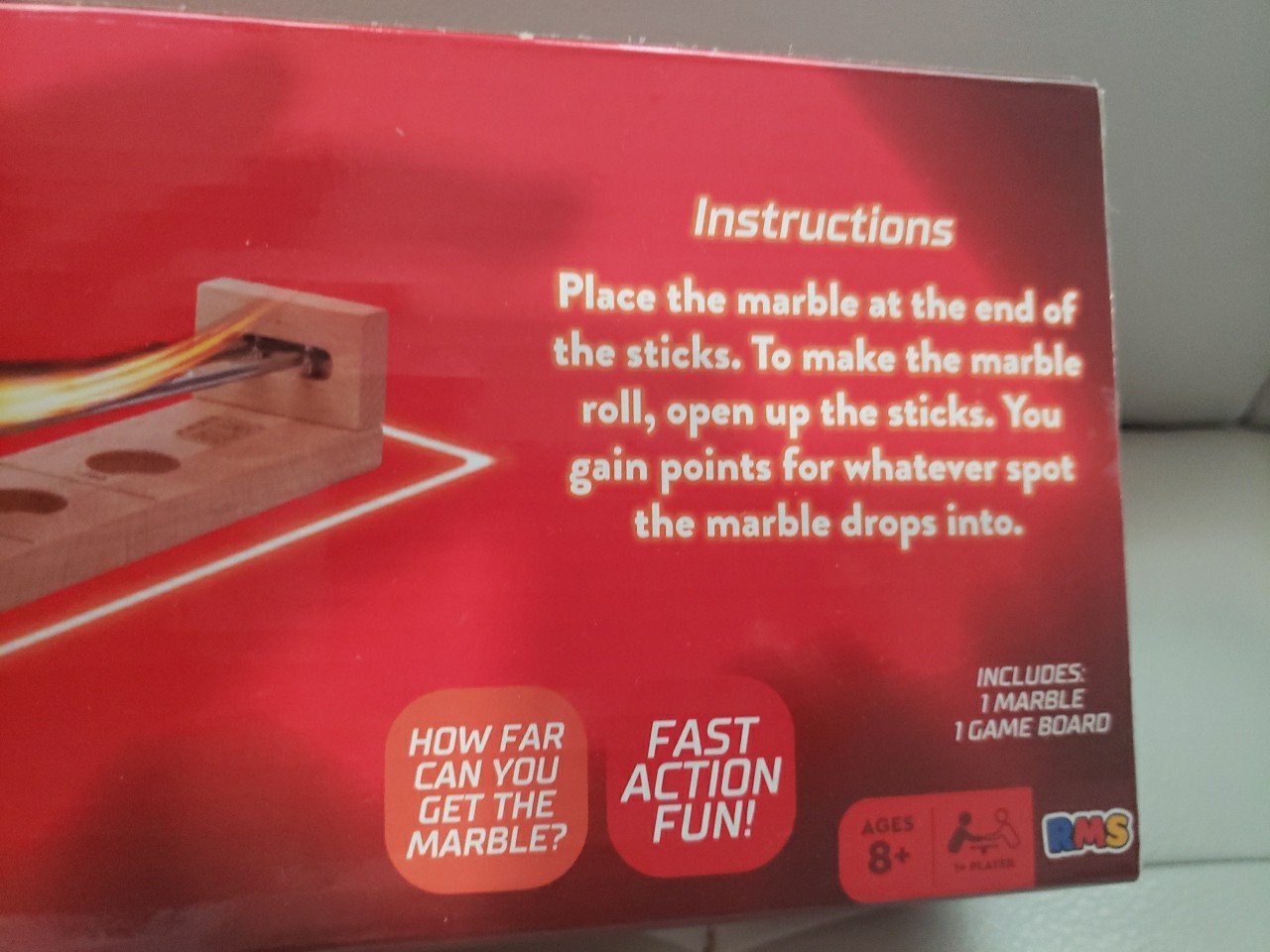 RMS Games Shoot The Moon Marble Run Challenge Solid Wood, Walnut Stain, 17.5 New