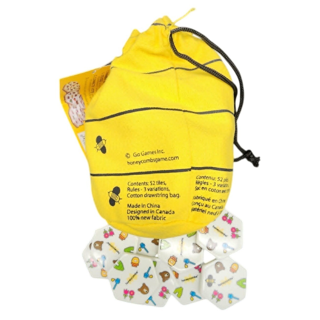Honeycombs Tile Matching Game Yellow Beehive Bag 52 Pieces Family Strategy Game