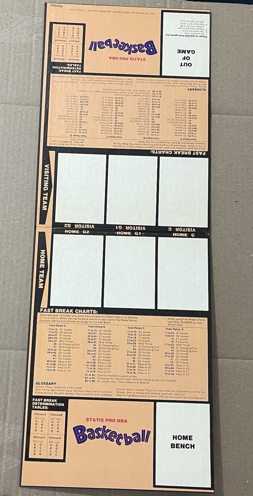Vintage 1978 STATIS PRO NBA BASKETBALL Sports Illustrated Avalon Hill Board Game