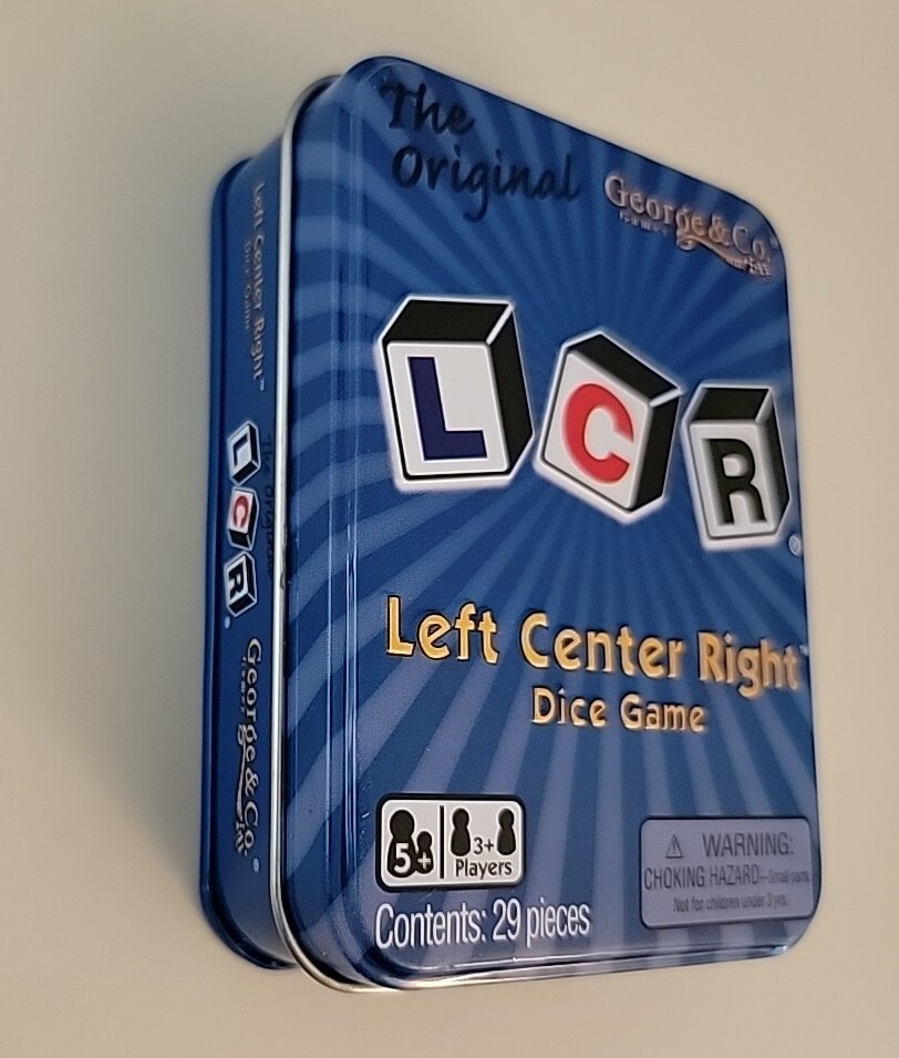 The Original LCR Left Center Right Dice Game Blue Tin George & Company NEW