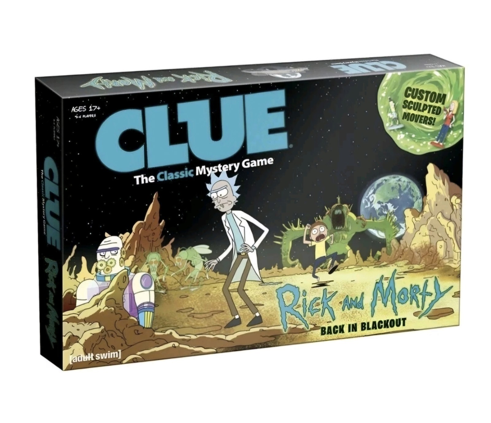 Clue: Classic Mystery Board Game Rick & Morty (Adult Swim) Back In Blackout. NEW