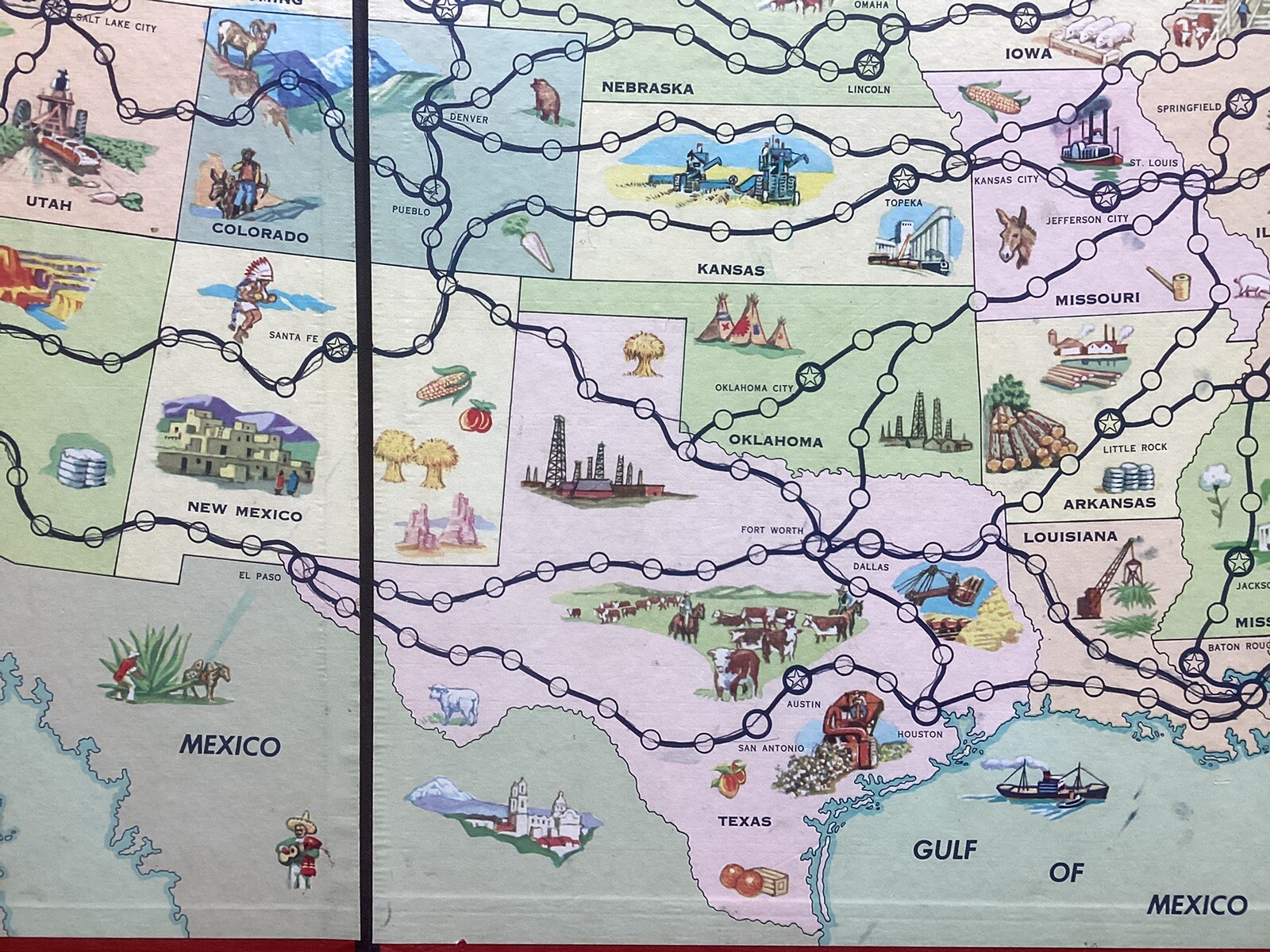 Parker Bros. “Across The Continent” 1952 Board Only Vintage