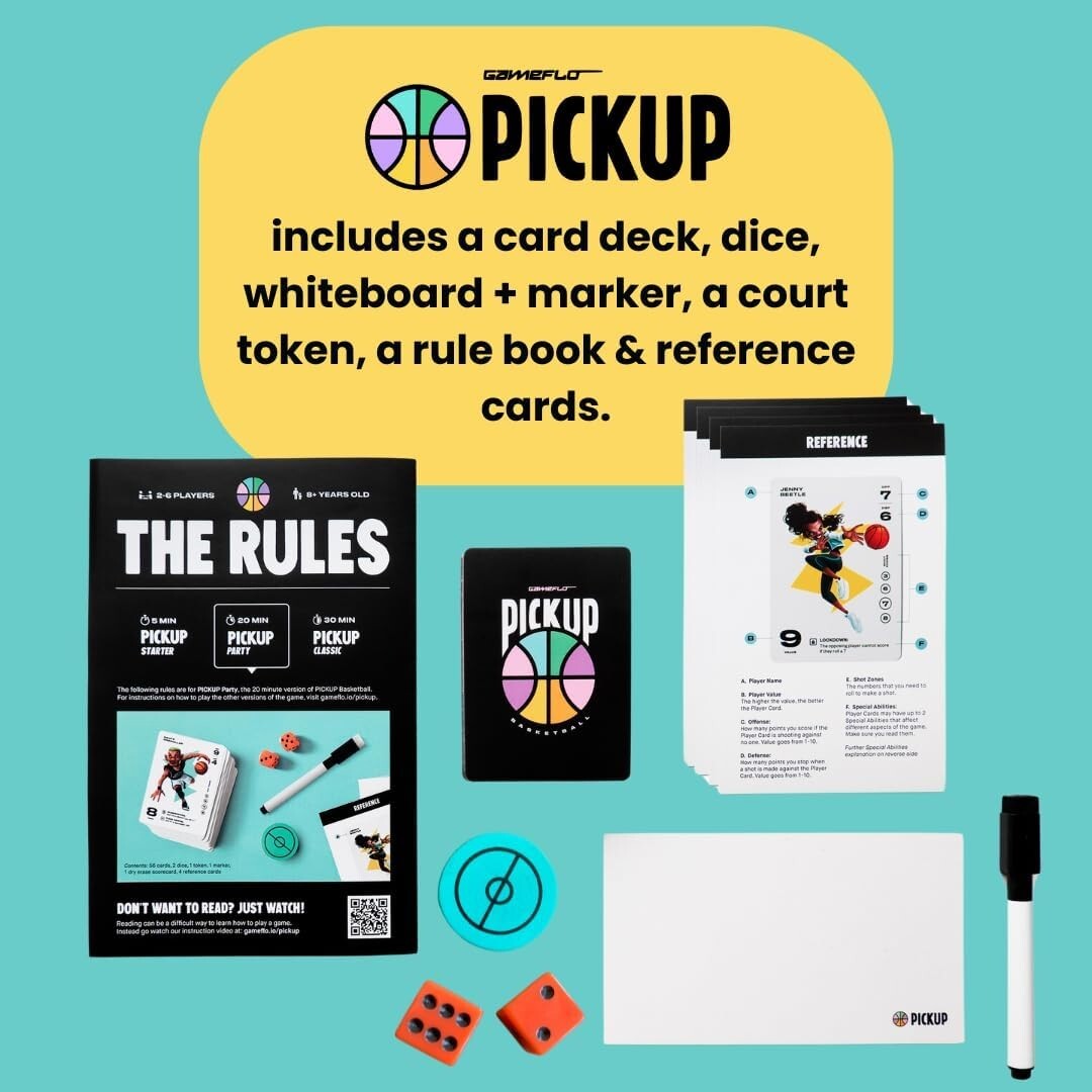 GAMEFLO PICKUP BASKETBALL CARD GAME. NEW/SEALED 2-6 PLAYERS AGES 8+ STRATEGY