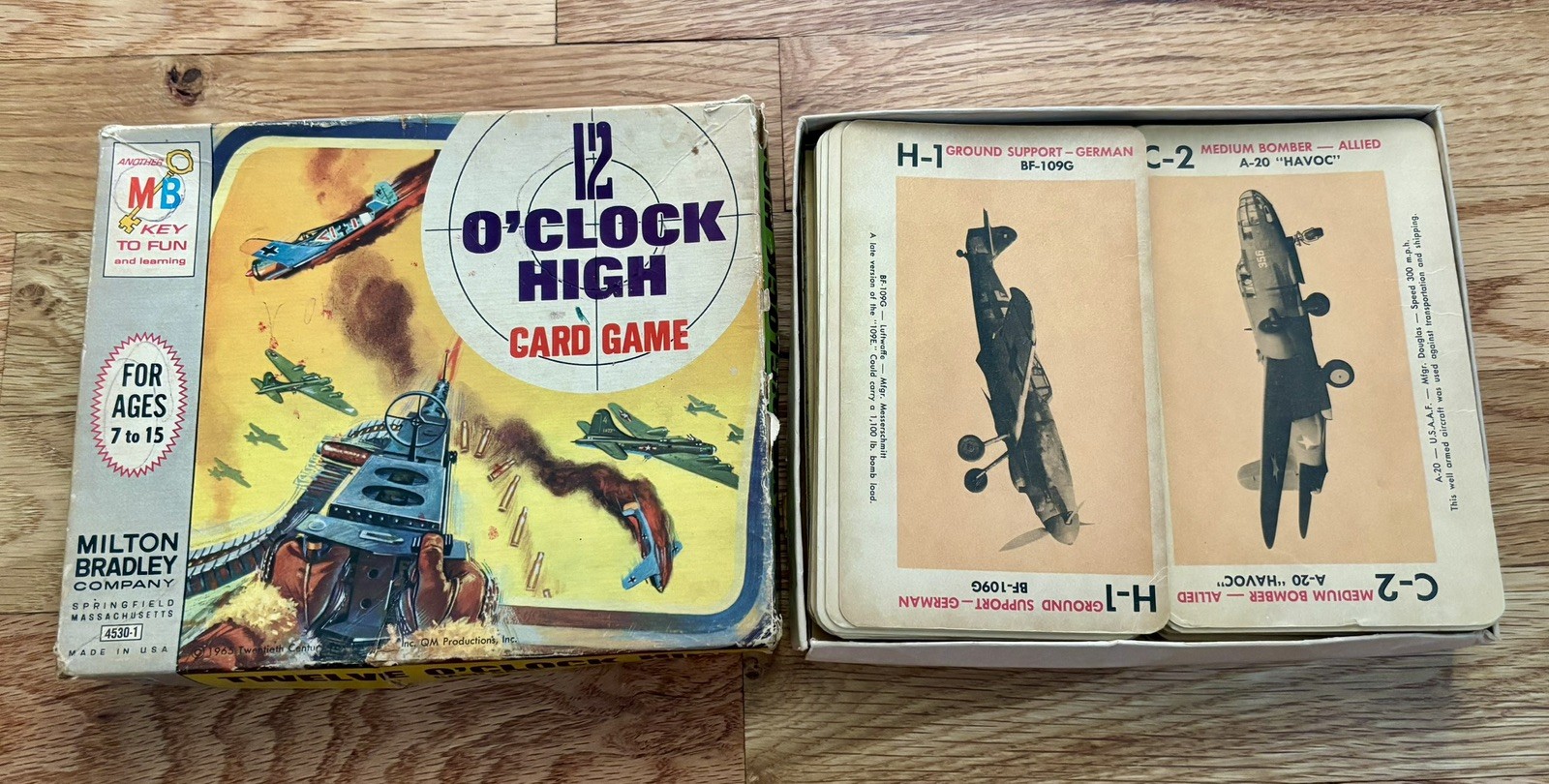 1965 Milton Bradley 12 O’Clock High Card Game Complete 40 WWII Aircraft Cards
