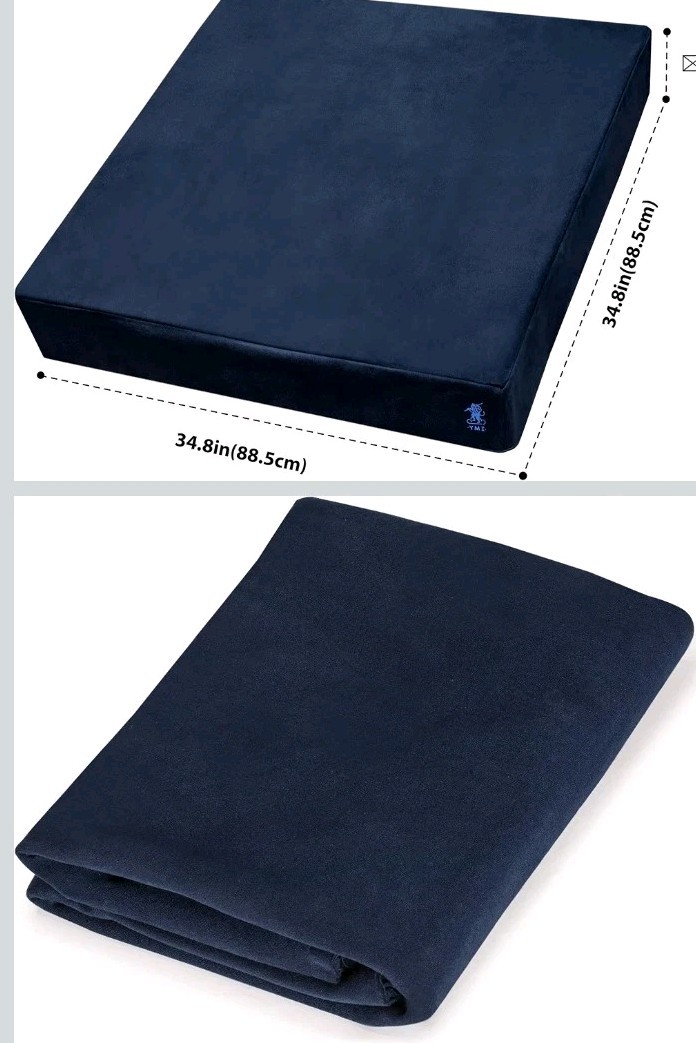Blue Square Table Cover for Cards Mahjong Board Games Puzzles 34 Inch