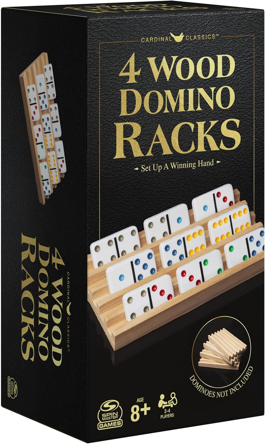 Spin Master Games, Wooden Domino Racks, Set of 4 Trays for Mexican Train Dominoe