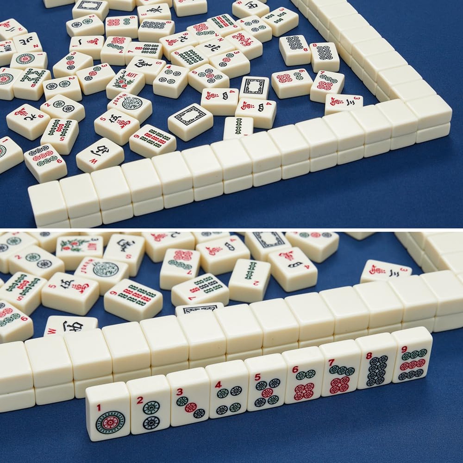 American Mahjong Tiles,166 Quality Ivory Tiles with 3 Golden Dices & Rules In…