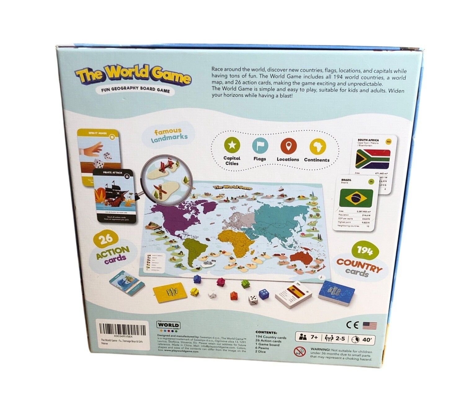 The World Game Fun Geography Board Game For Kids & Adults 7+ Complete Homeschool