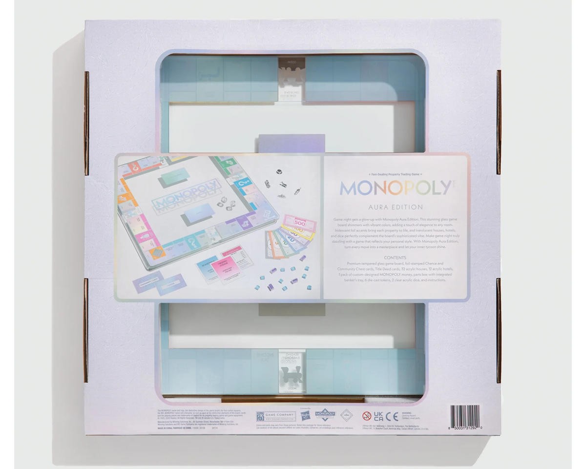 WS Games Company Monopoly Aura Glass Edition Board Game [WSC44120]
