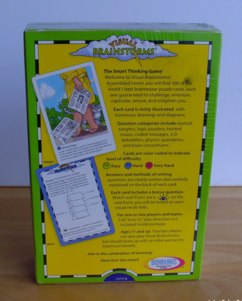 Visual Brain Storms The Smart Thinking Game by Binary Arts #6550 Ages 11 and Up