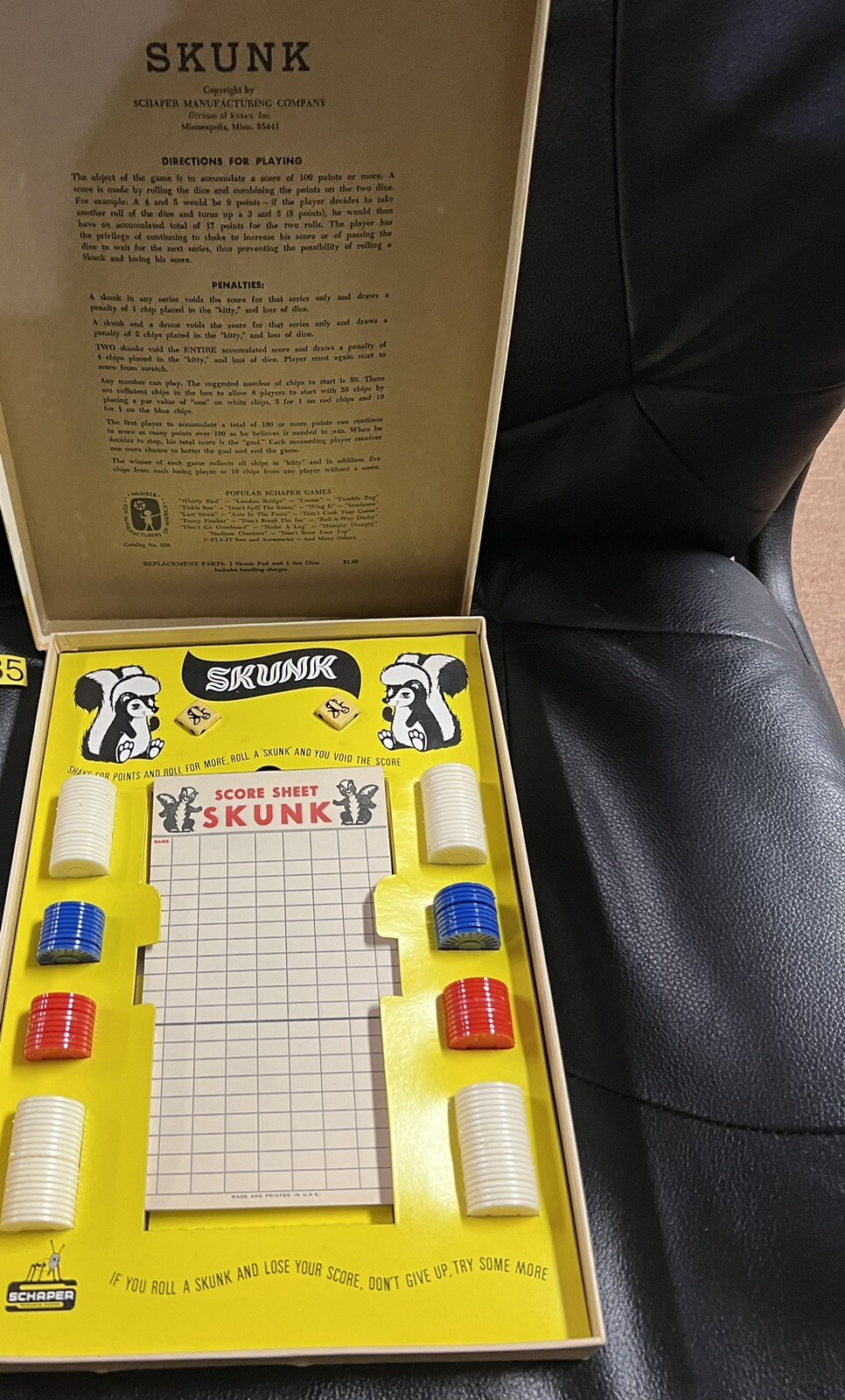 SKUNK 1968 SCHAPER DICE GAME NEW OPEN BOX RARE HARD TO FIND