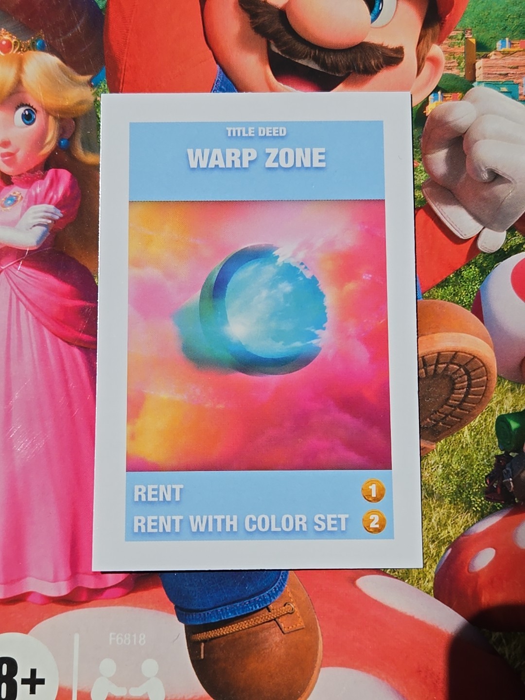 2022 Monopoly Super Mario Light Blue Warp Zone Title Deed Card Game Piece Part