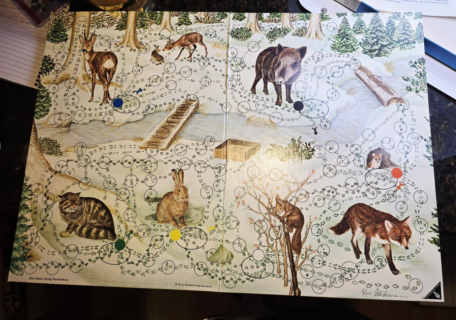 RARE Vintage German Biard Game Der Spur Nach Aniamal Tracks 1971 Otto Maier