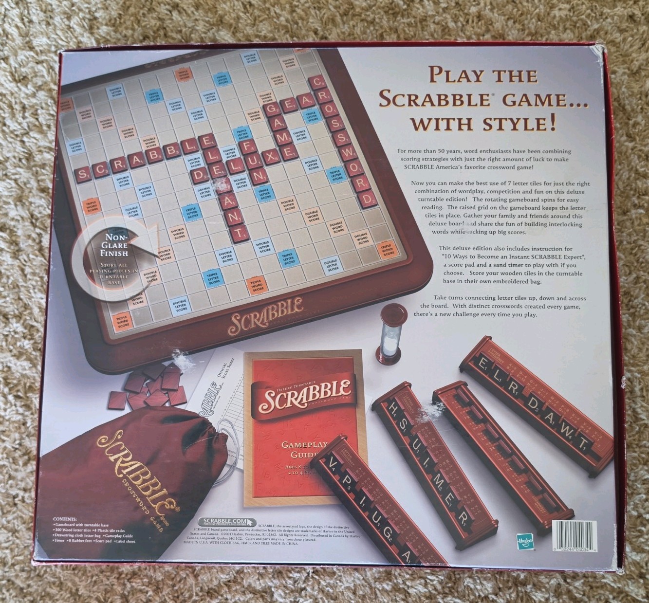 Scrabble Deluxe Turntable Edition Board Game 2001 Parker Bros COMPLETE