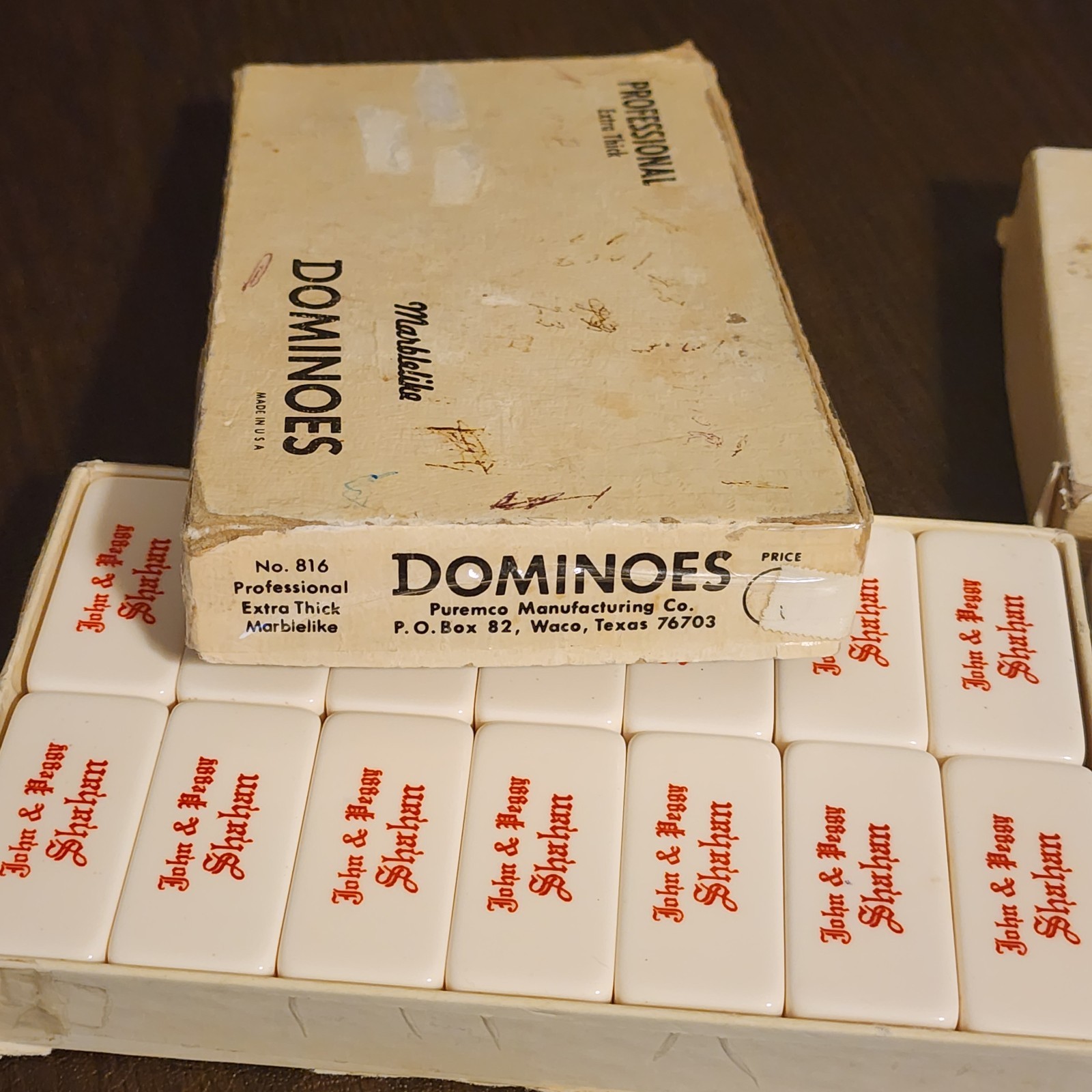 2 Vintage Puremco Marblelike Dominoes Professional Extra & Super Thick 816 Set *