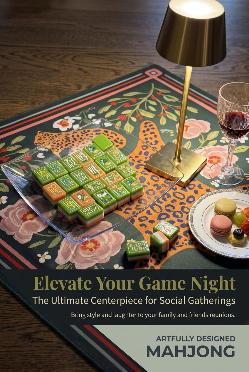 American Mahjong Set 160 Green Floral Acrylic Mahjong Tiles, US Stock