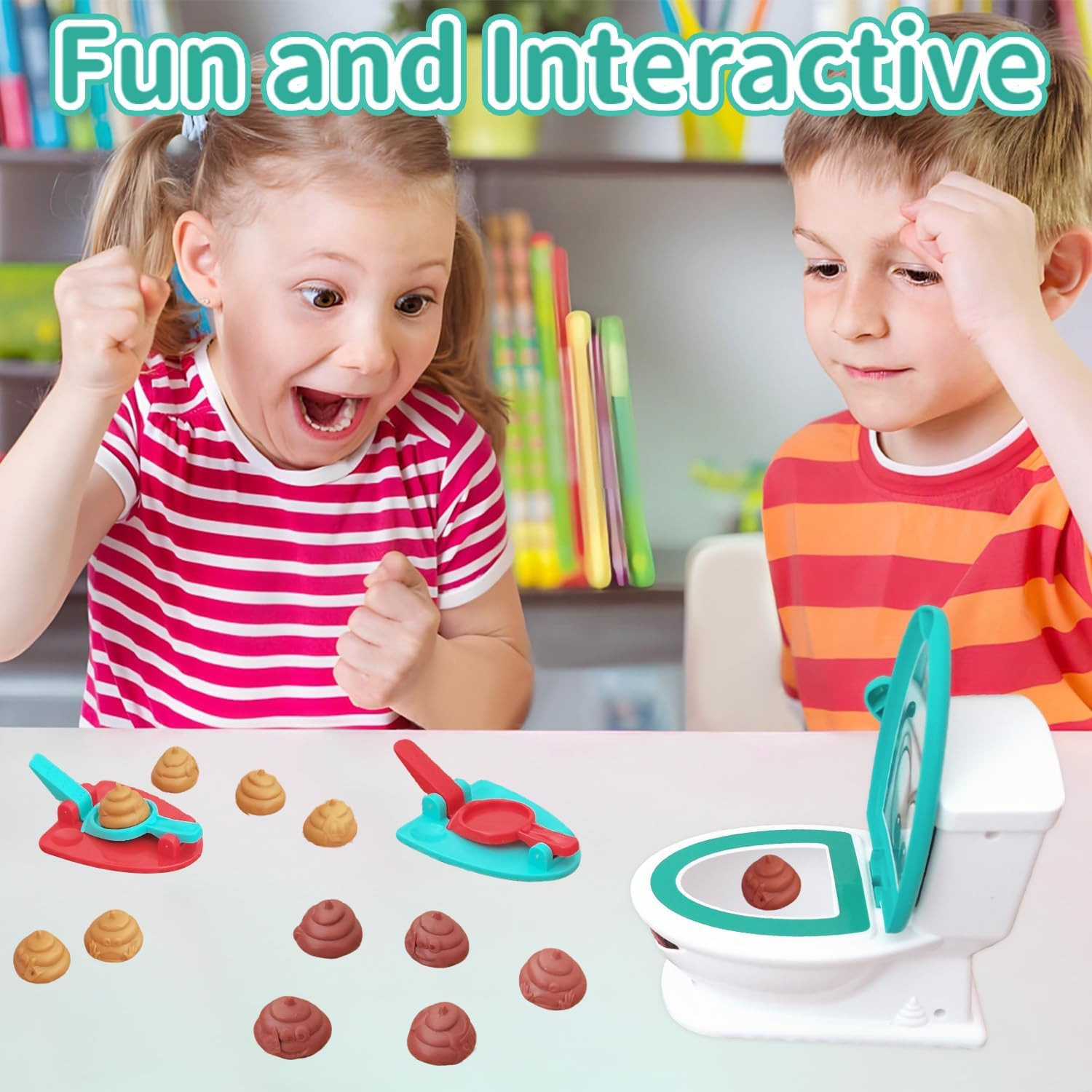 Poop Game, Funny Shooting Game, Family Board Games for Kids 4-12, with 1 Toilet