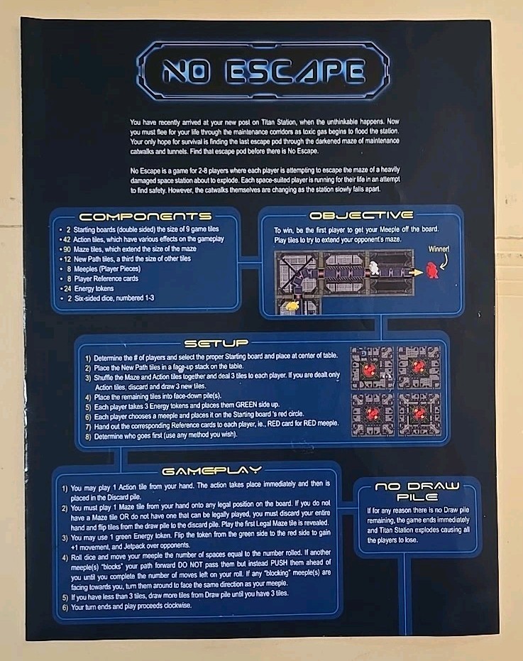 No Escape OOMM Board Game 2018- 2021 Jonathan Thwaites Pre-Owned Excellent