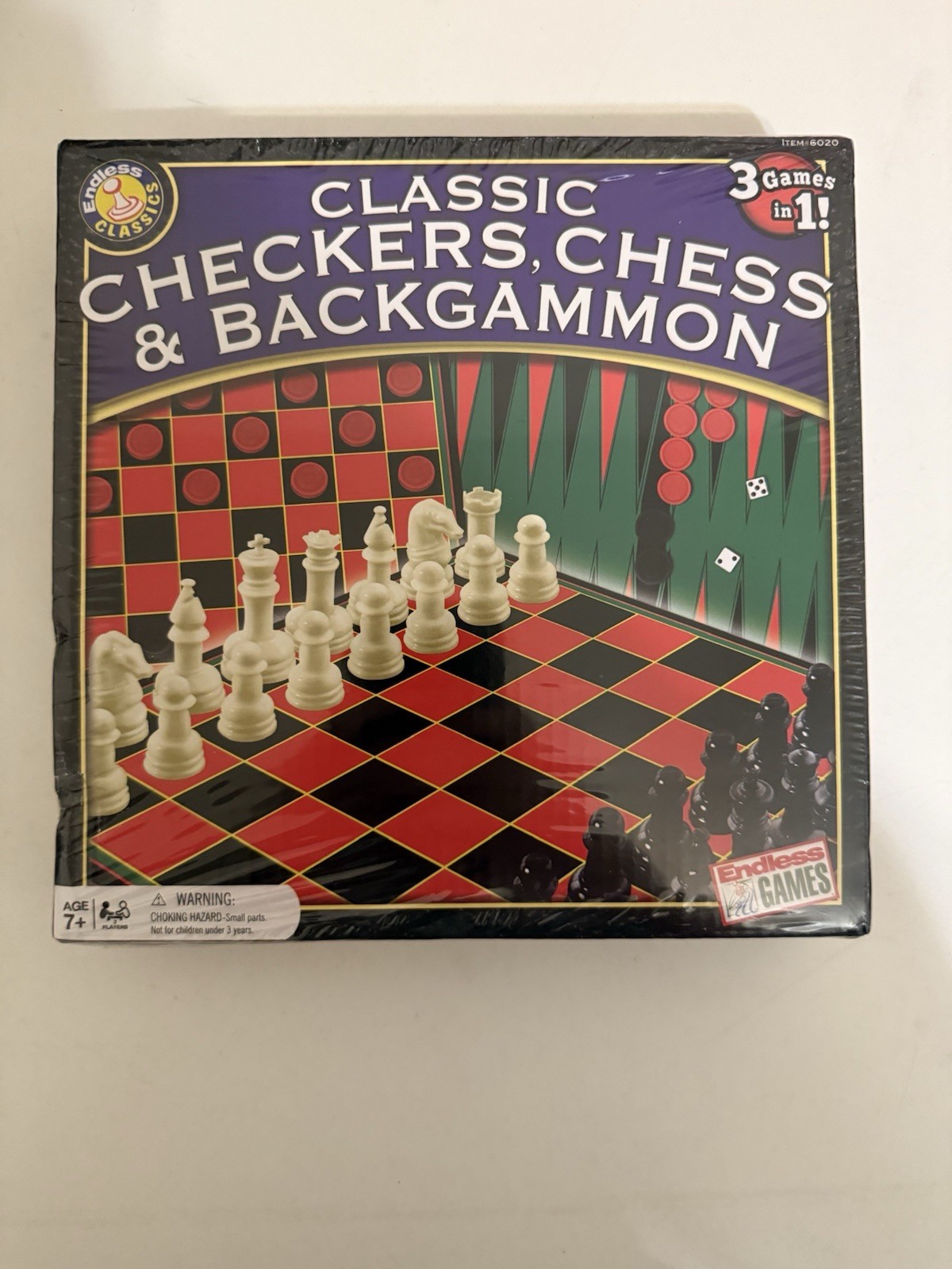 Classic Checkers, Chess and Backgammon Set – For Ages 7 Years and Up, New!