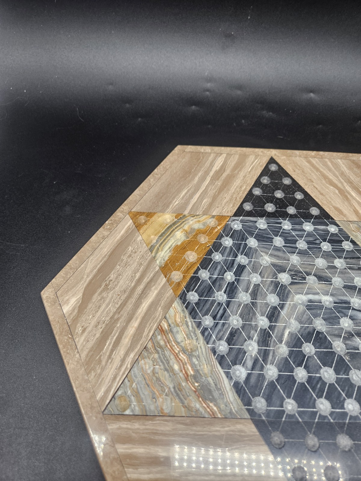 VTG Quartz Marble Onyx Chinese Checkers Natural Stone Strategy Game W/ Marbles