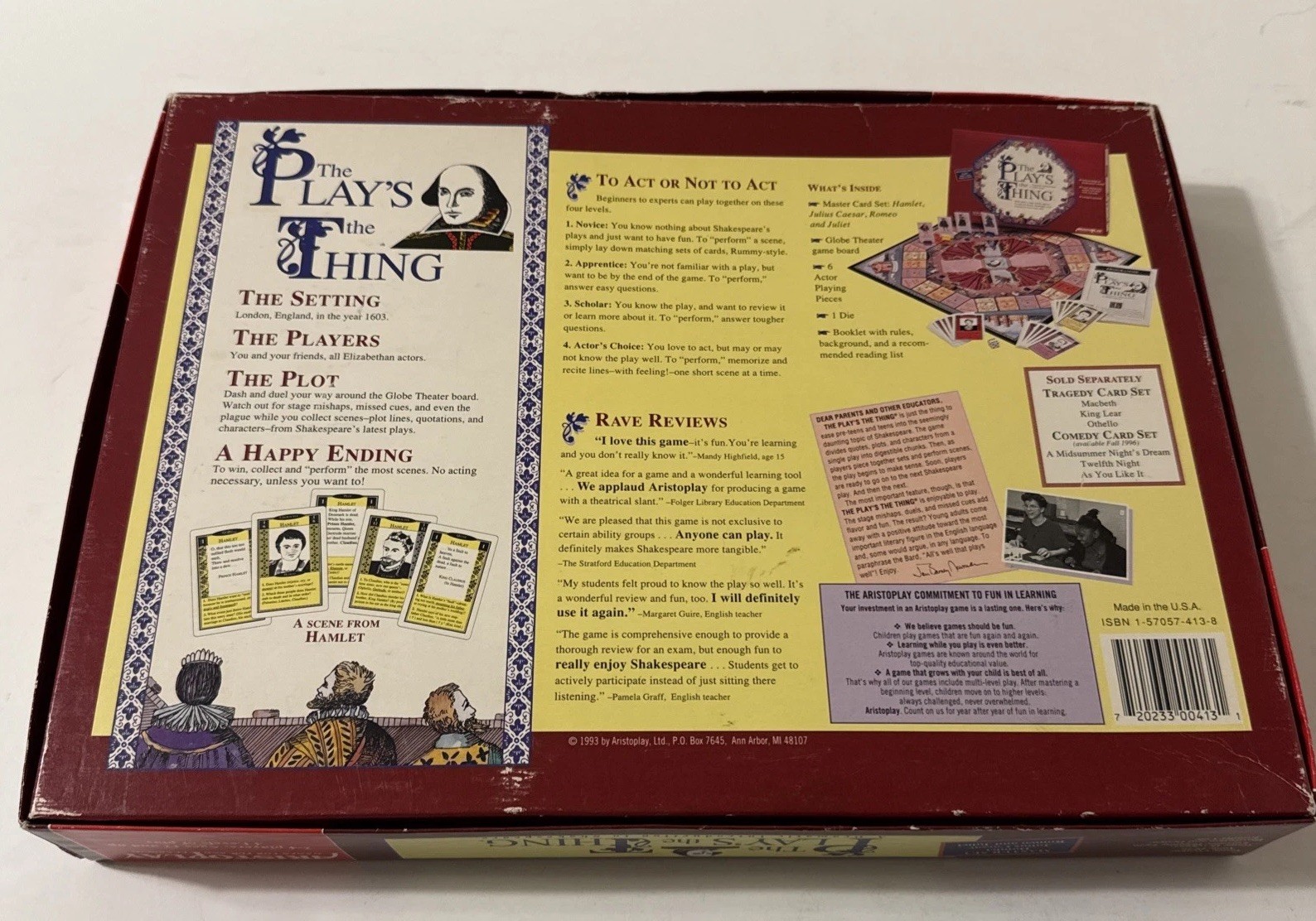 Vintage The Play’s The Thing Game by Aristoplay – 1993 Edition – Complete!