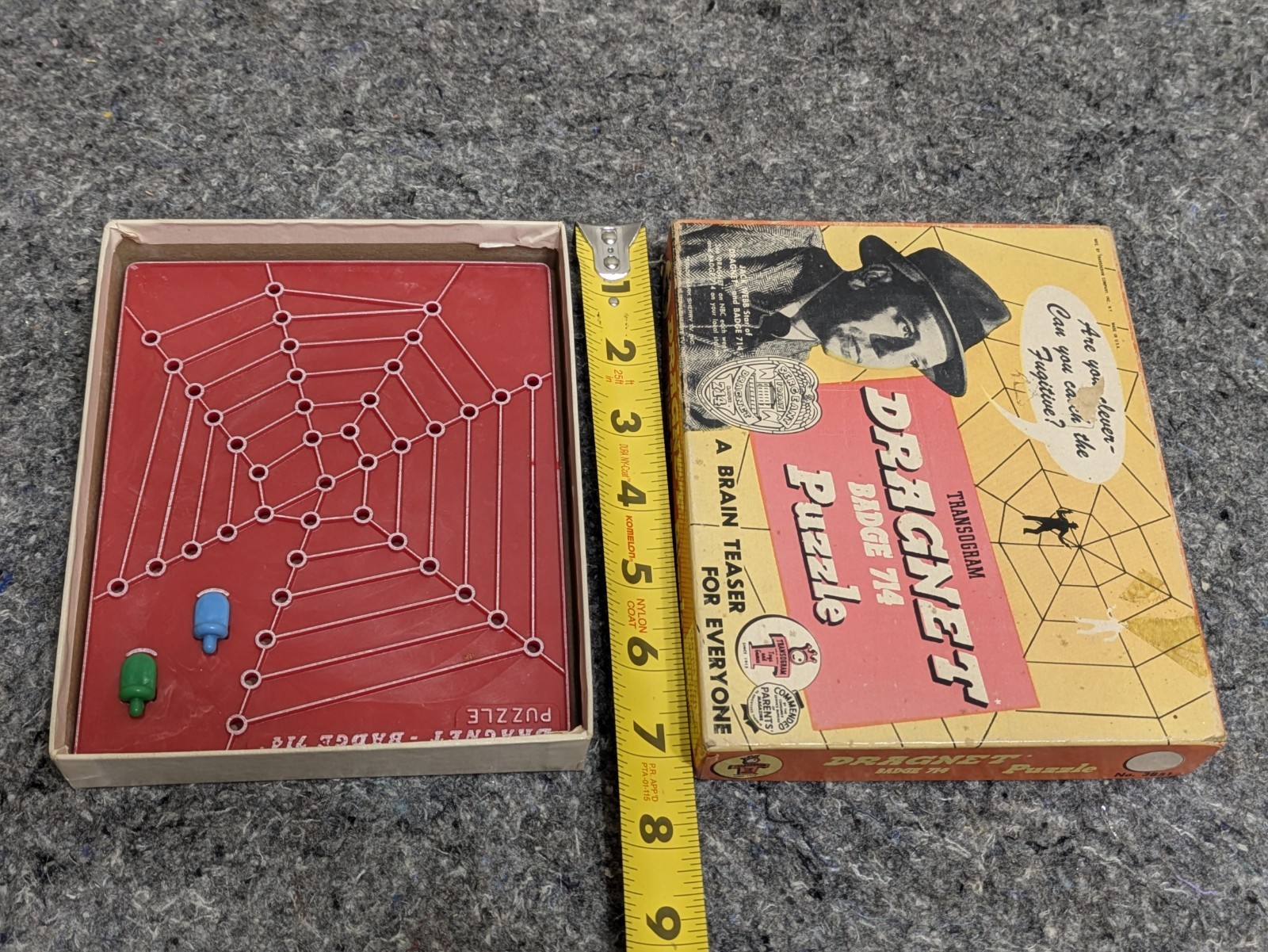Transogram DRAGNET Badge 714 Brain Teaser Game Puzzle 1955 USA Vintage 50s