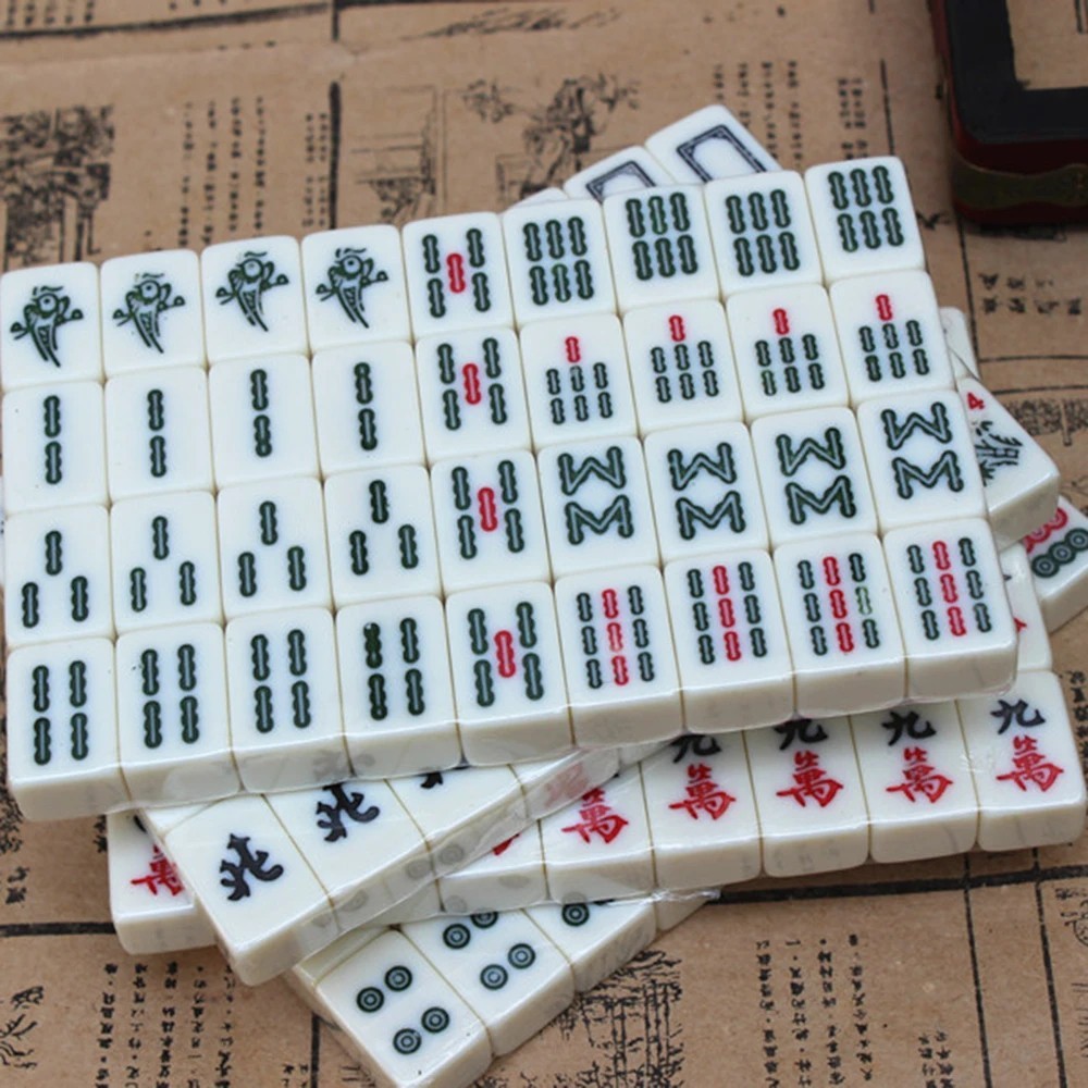 Vintage Chinese Mahjong Set Traditional 144 Tiles Mah-Jong Game Set Case Box USA