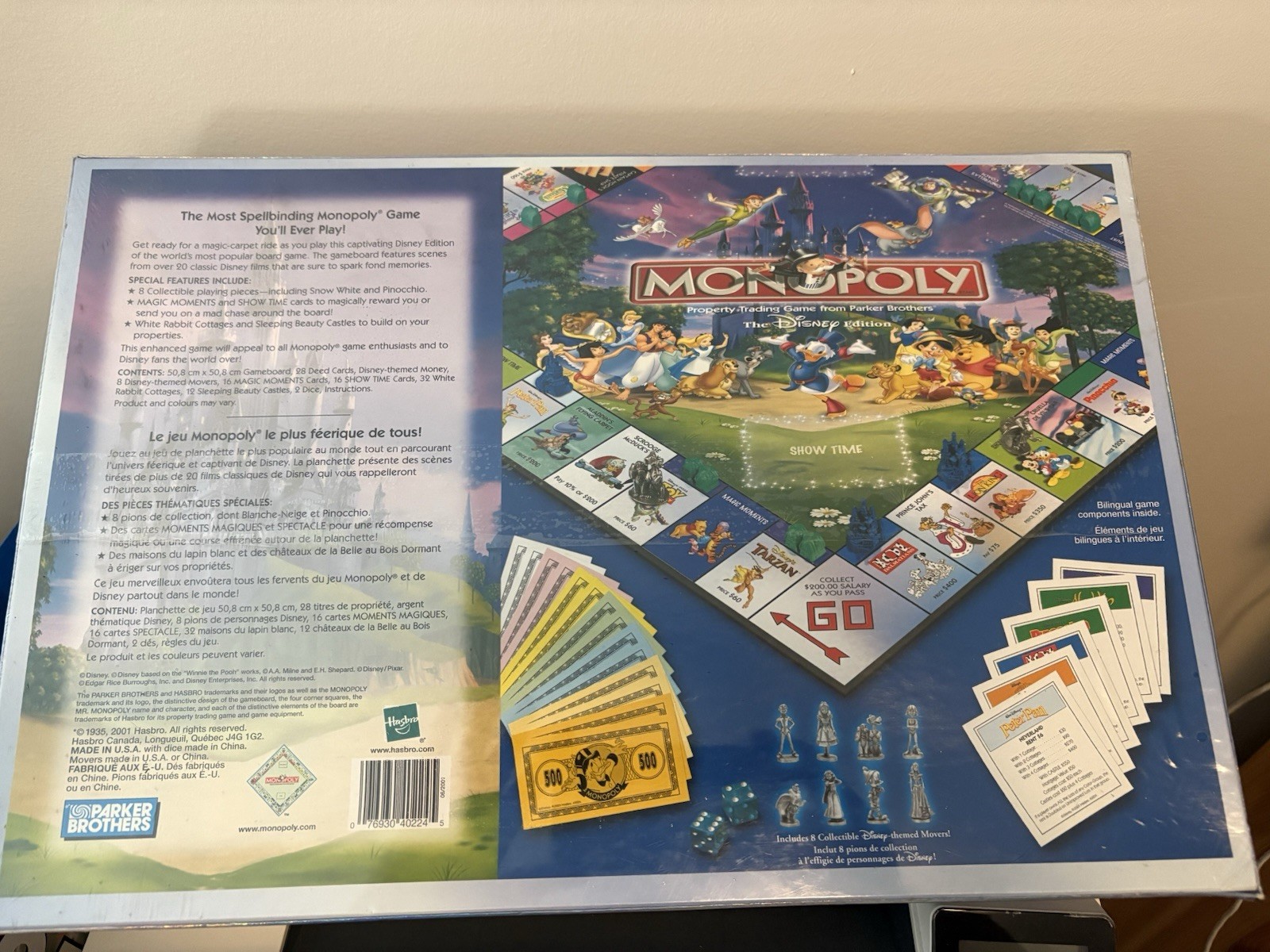 Monopoly Disney Edition Board Game Hasbro Parker Brothers 2001 Sealed Bilingual
