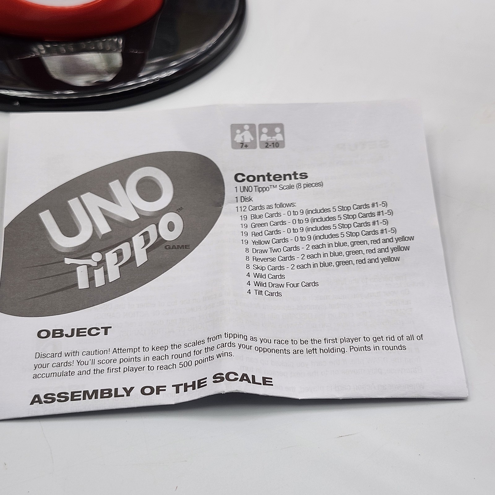 UNO Tippo Game of Skill by Mattel 2009 100% Complete w/ Instructions