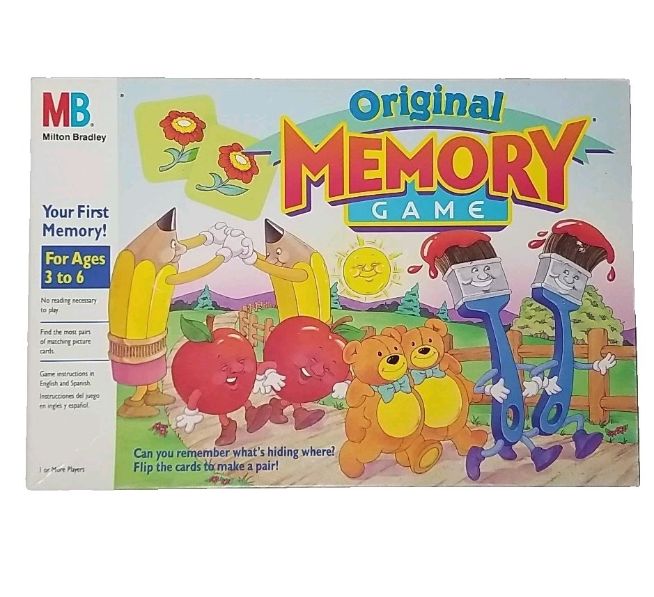 COMPLETE – 1990 Milton Bradley ORIGINAL MEMORY GAME 3-6 Years Memory Match