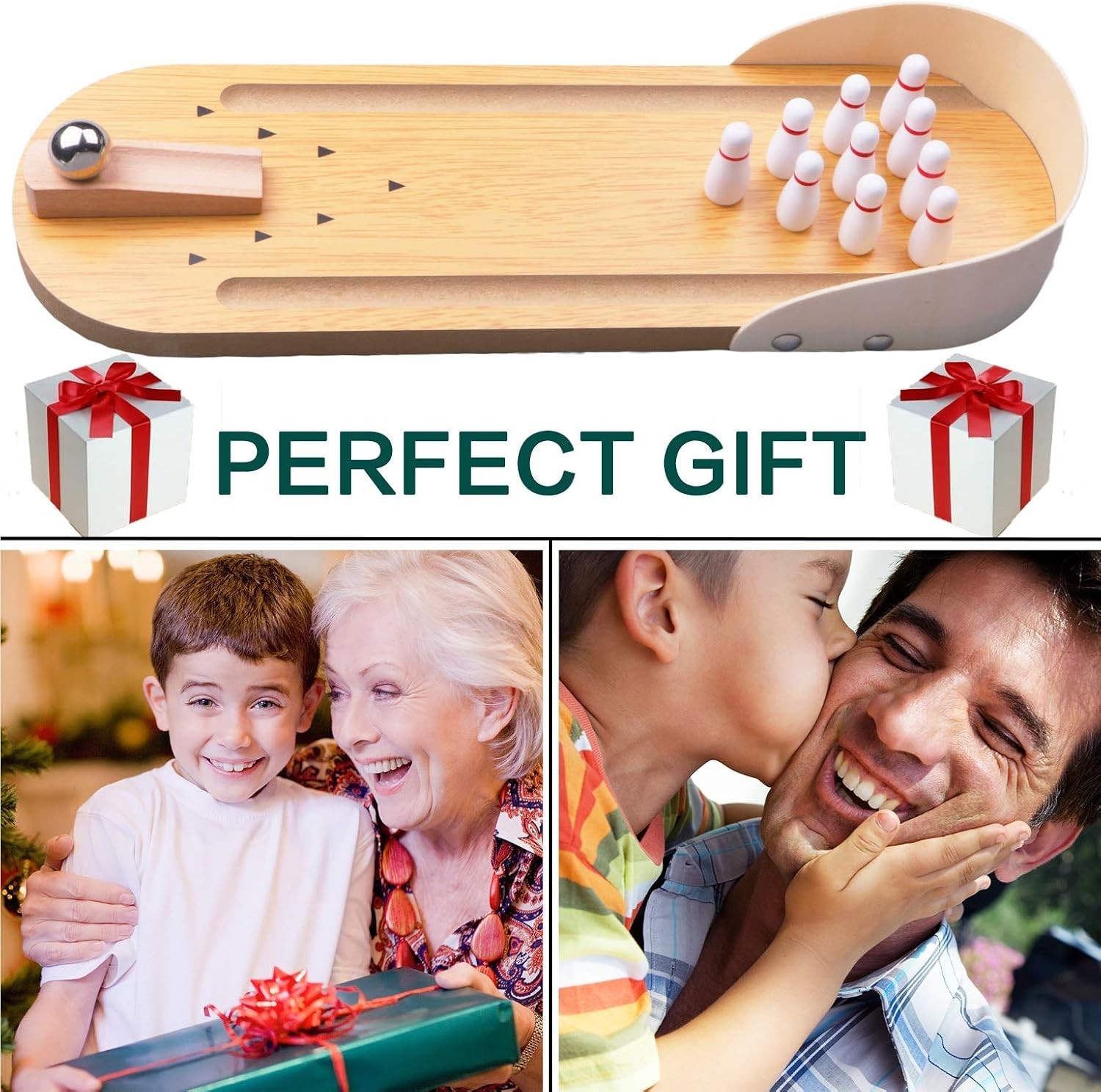 Table Top Mini Bowling Game Set-Tabletop Wooden Board Mini Arcade Desktop Tiny B